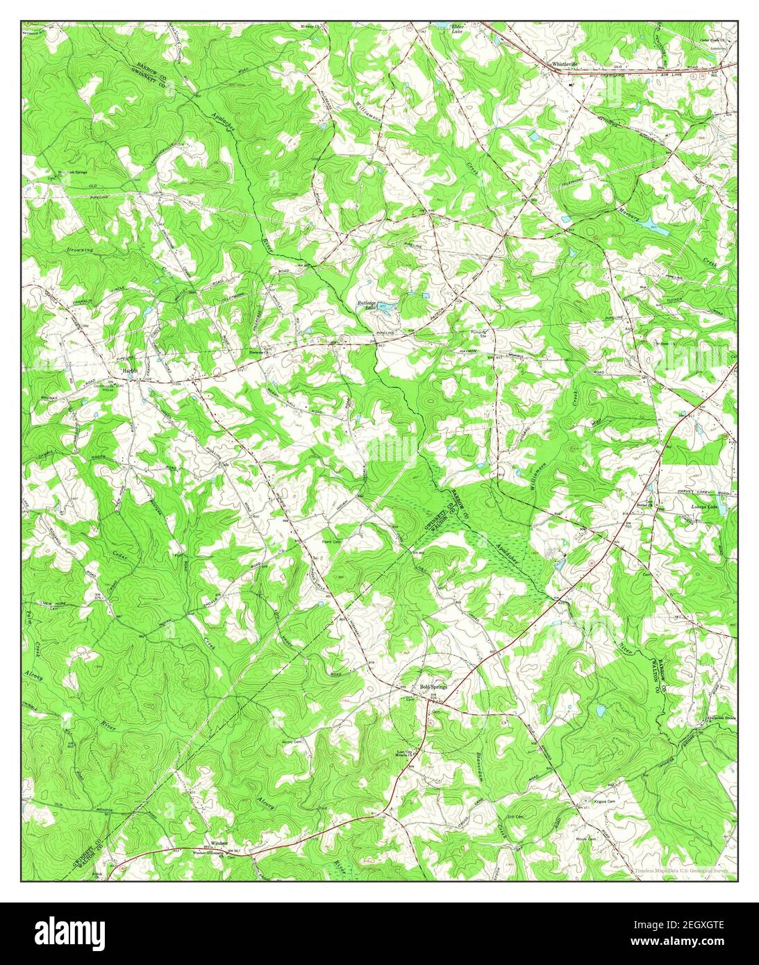 Bold Springs, map 1964, 124000, United States of America by