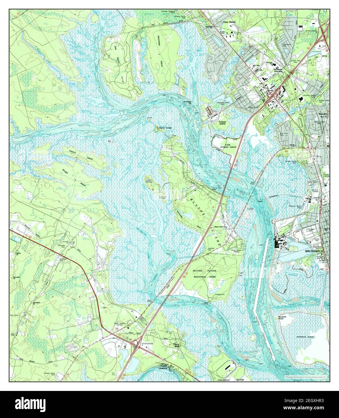 Brunswick West, map 1993, 124000, United States of America by