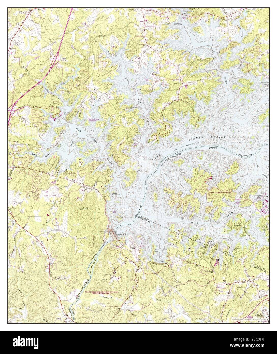 Buford Dam, Georgia, map 1964, 1:24000, United States of America by