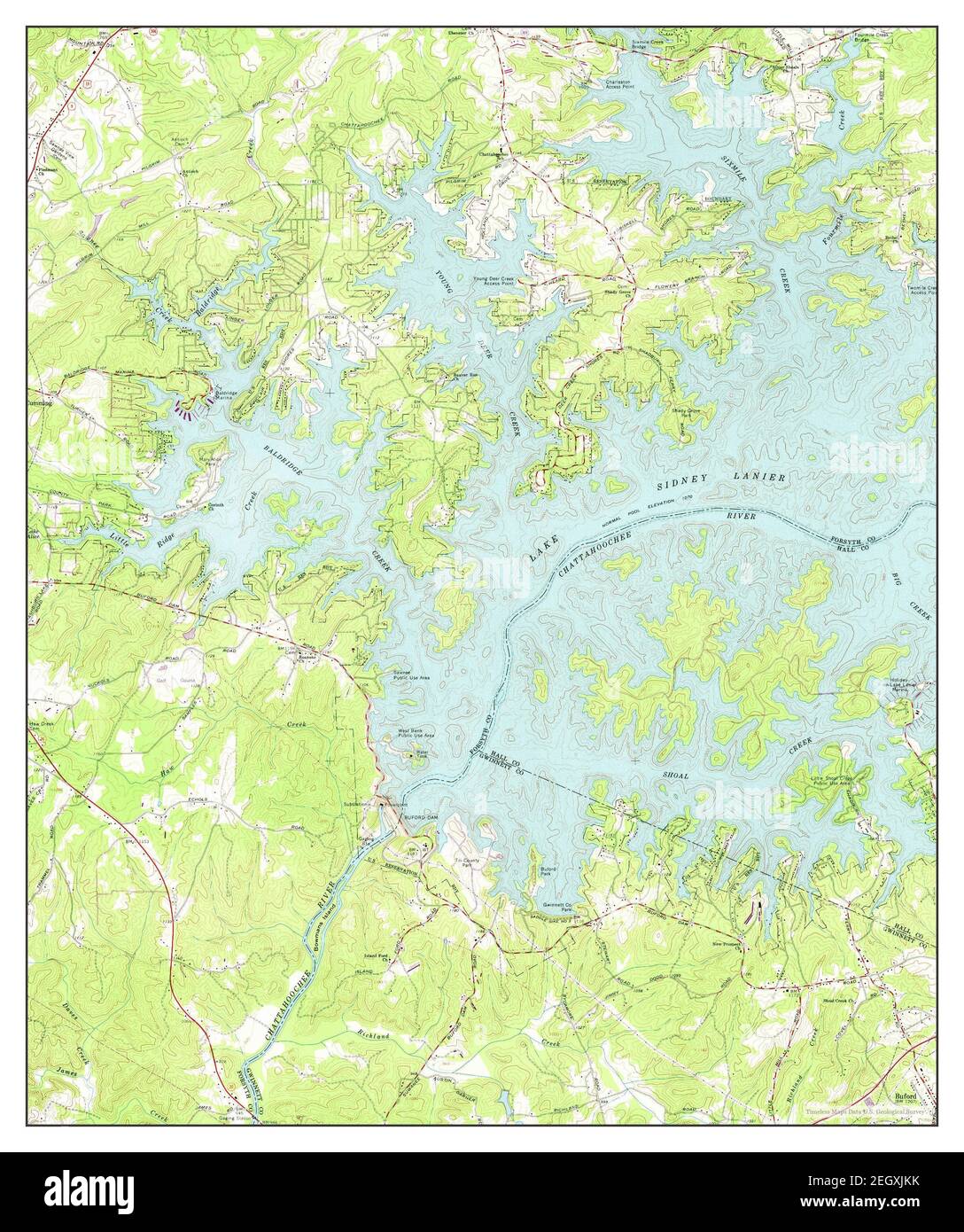Buford Dam, Georgia, map 1964, 1:24000, United States of America by