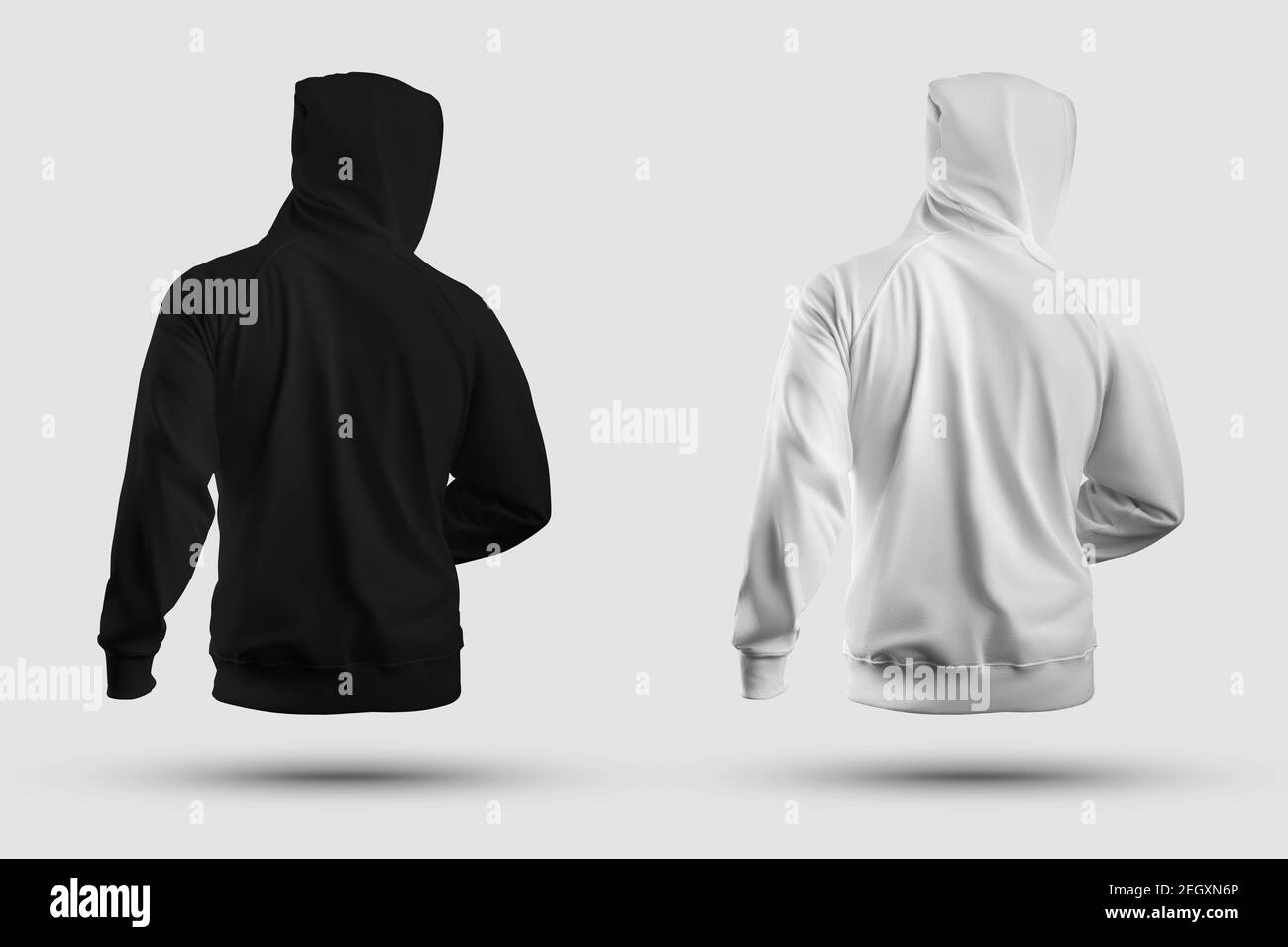 Blank black hoodie with hood mockup, front and back view, 22d In Blank Black Hoodie Template