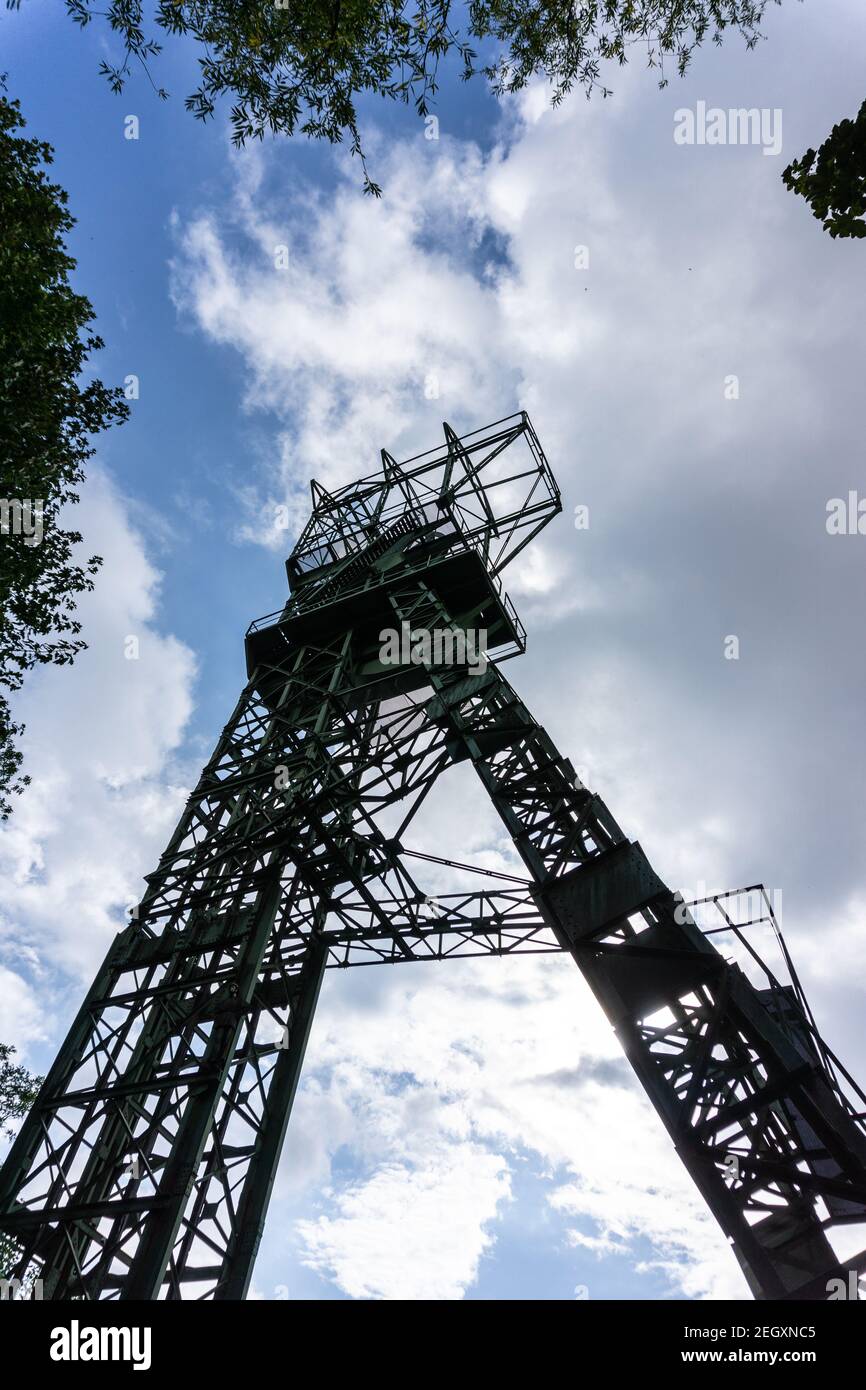 the convey tower of Zeche Carl in Heisingen in Ruhrgebiet Stock Photo
