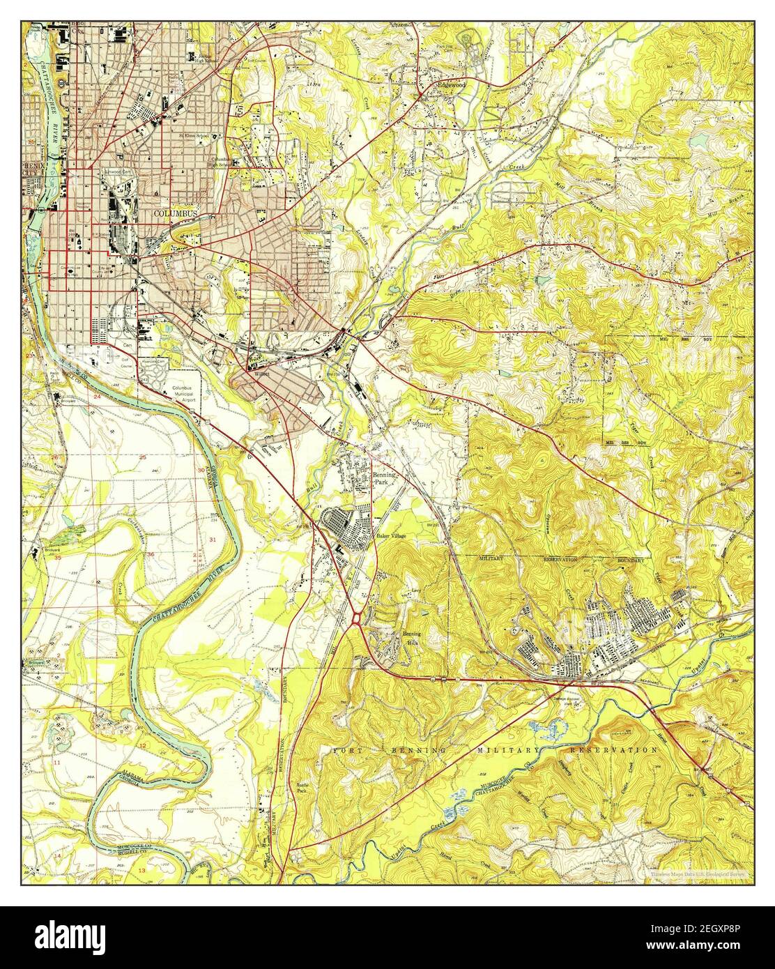 Columbus, map 1949, 124000, United States of America by