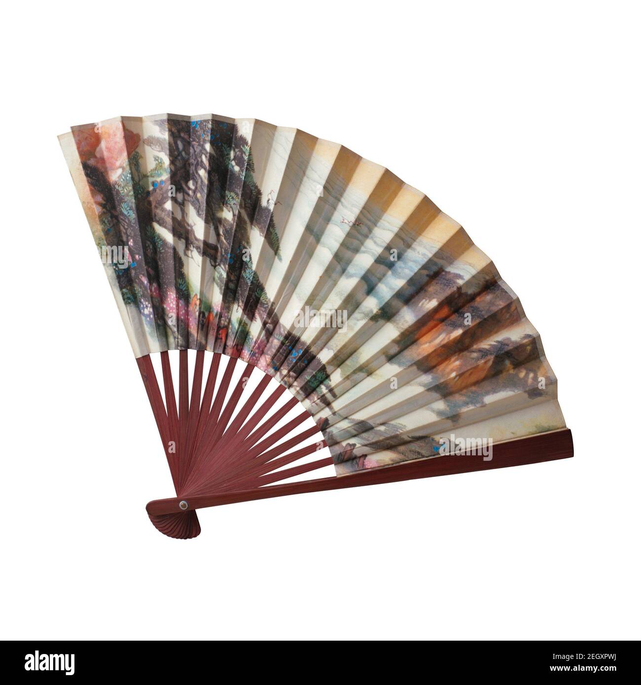 Japanese folding fan isolated on white background Stock Photo Alamy