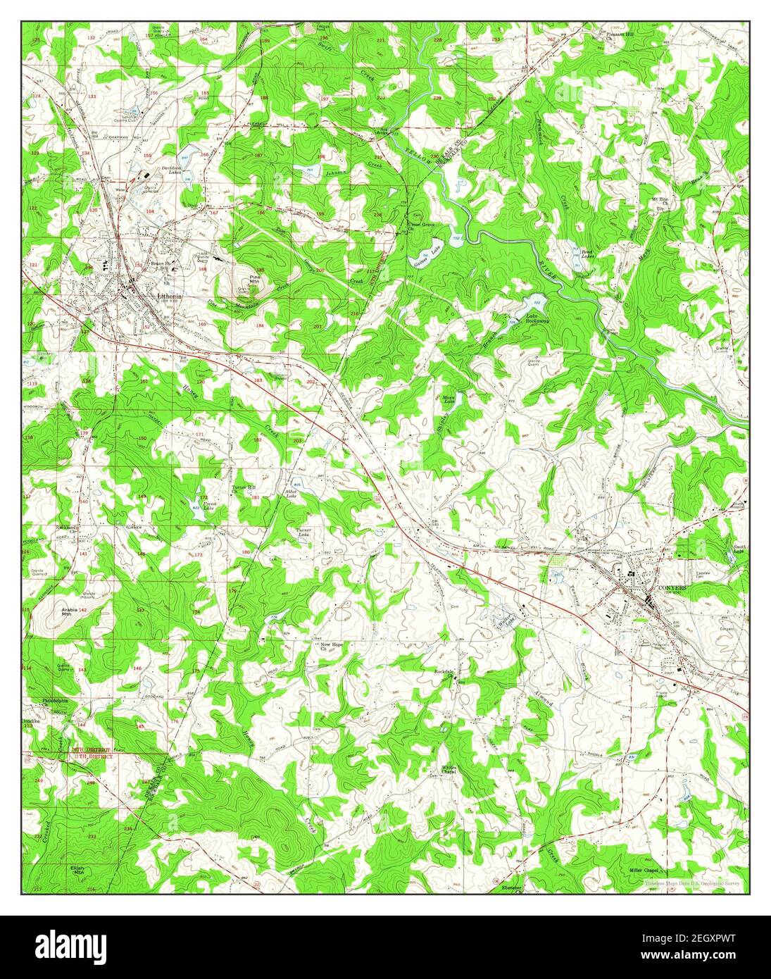 Conyers, Georgia, map 1956, 1:24000, United States of America by Timeless Maps, data U.S. Geological Survey Stock Photo