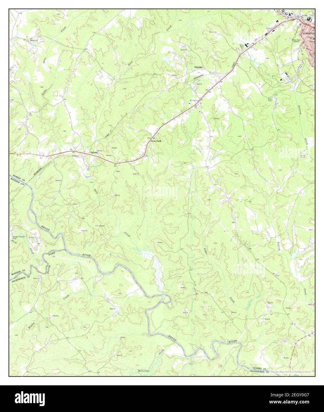 Elberton West, map 1973, 124000, United States of America by