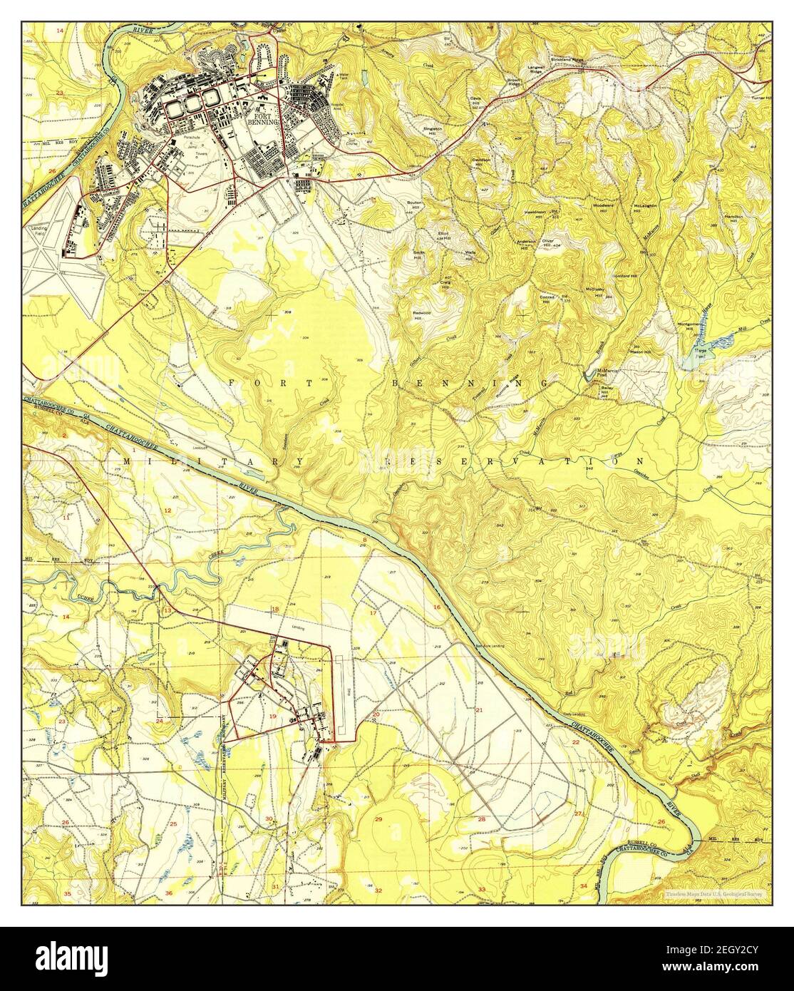 Fort Benning Ga Map Fort Benning, Georgia, Map 1950, 1:24000, United States Of America By  Timeless Maps, Data U.s. Geological Survey Stock Photo - Alamy