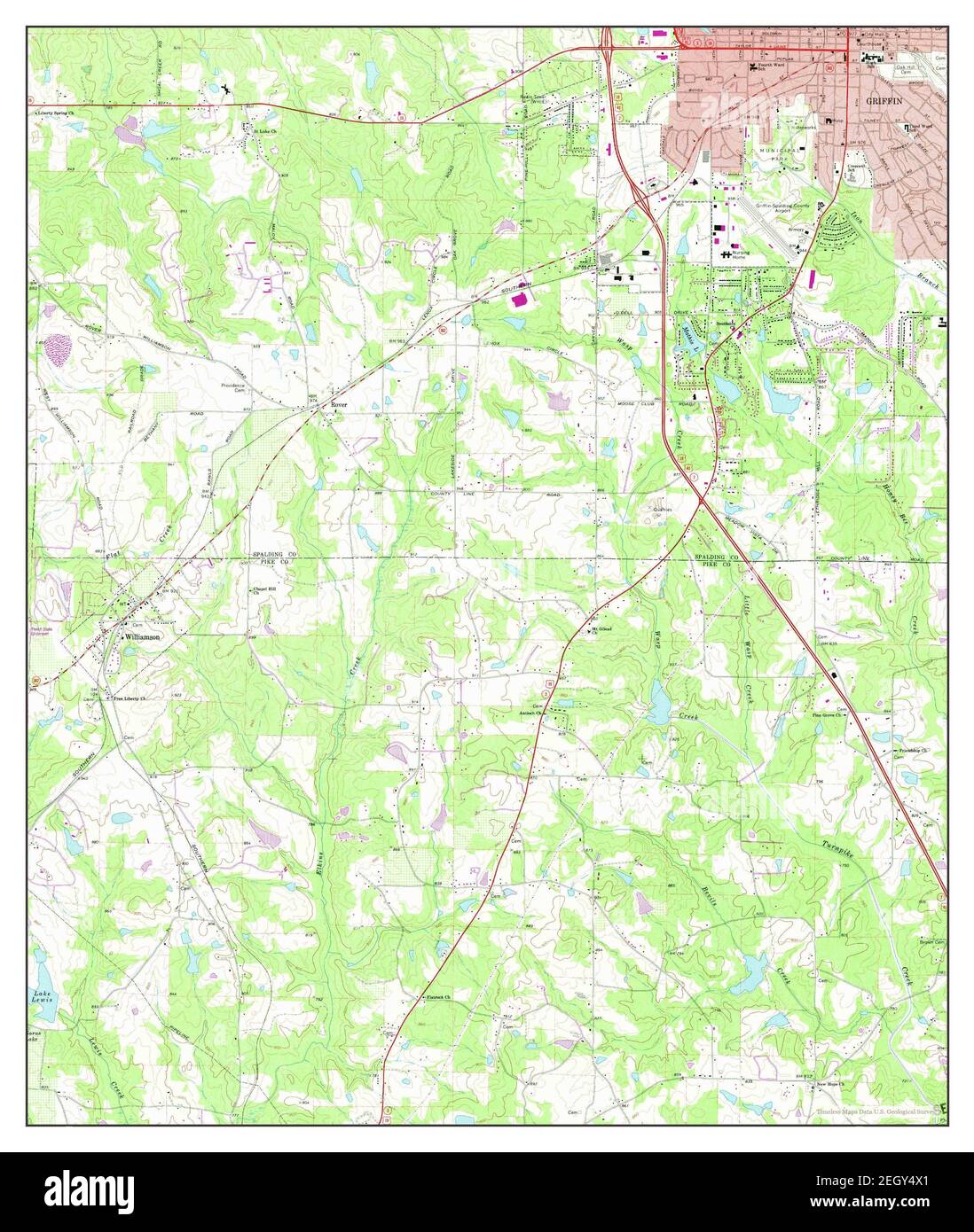 Griffin South, Georgia, map 1971, 1:24000, United States of America by Timeless Maps, data U.S. Geological Survey Stock Photo