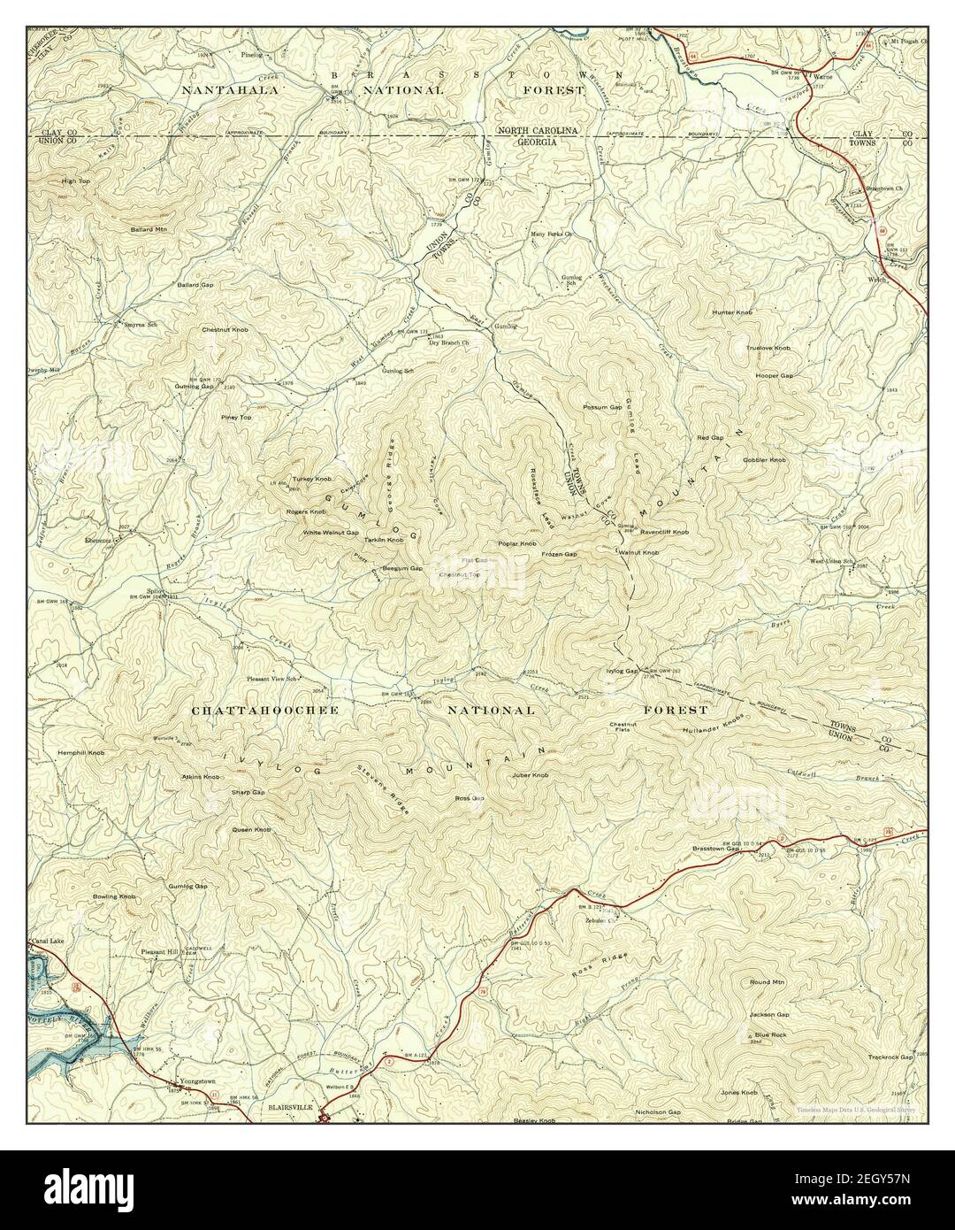 Gumlog, map 1942, 124000, United States of America by