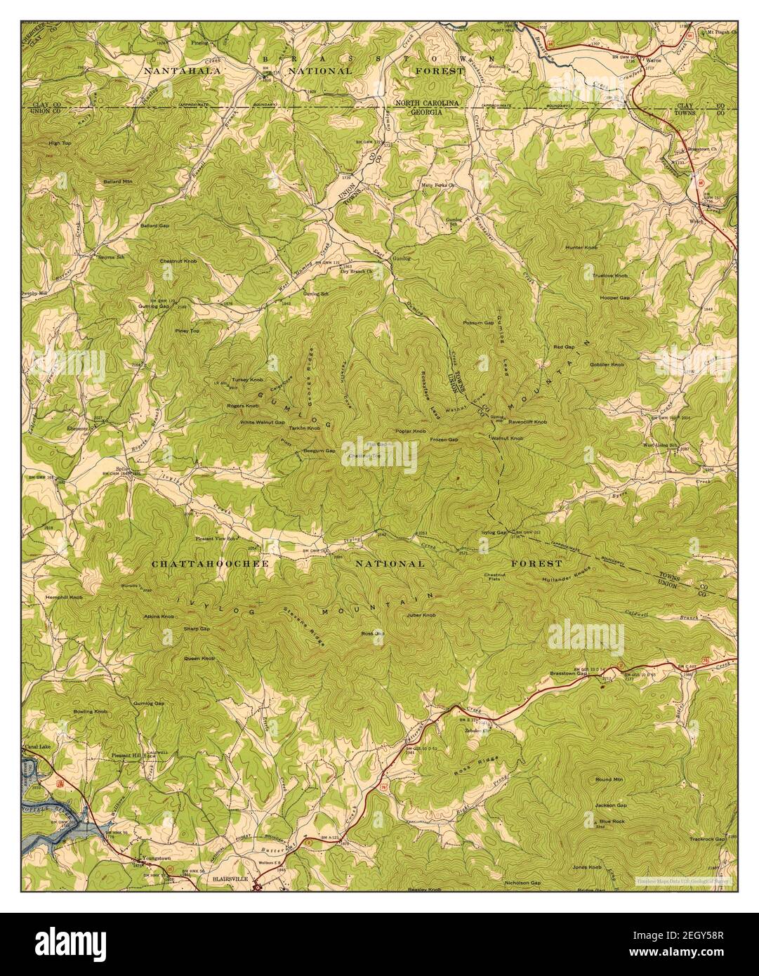 Gumlog, map 1942, 124000, United States of America by