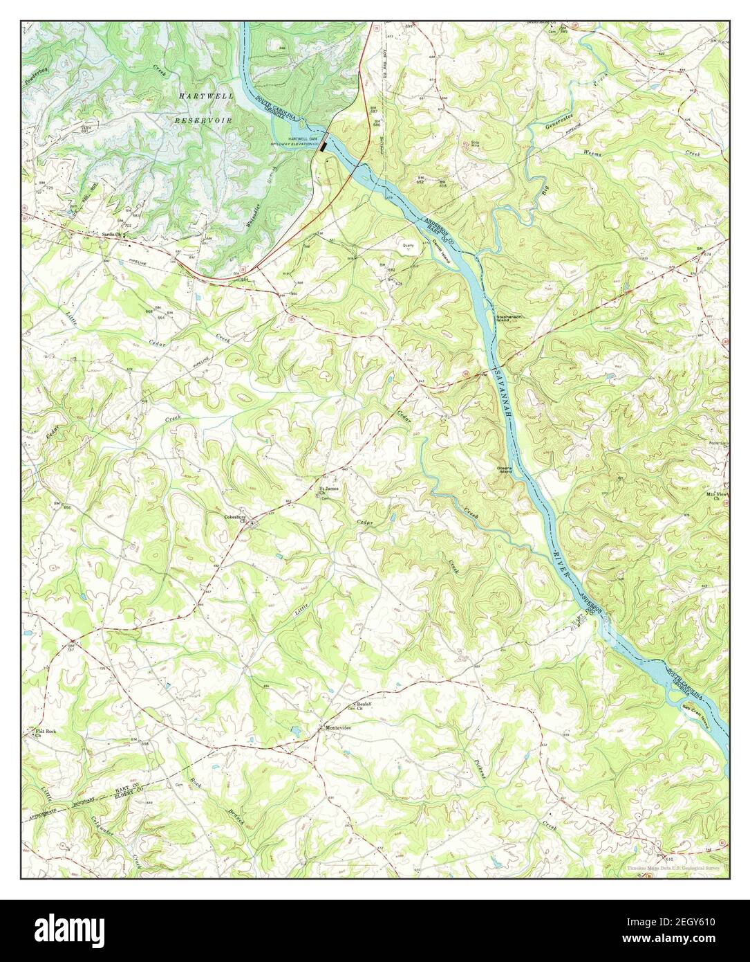 Hartwell Dam, map 1959, 124000, United States of America by Timeless Maps, data U.S