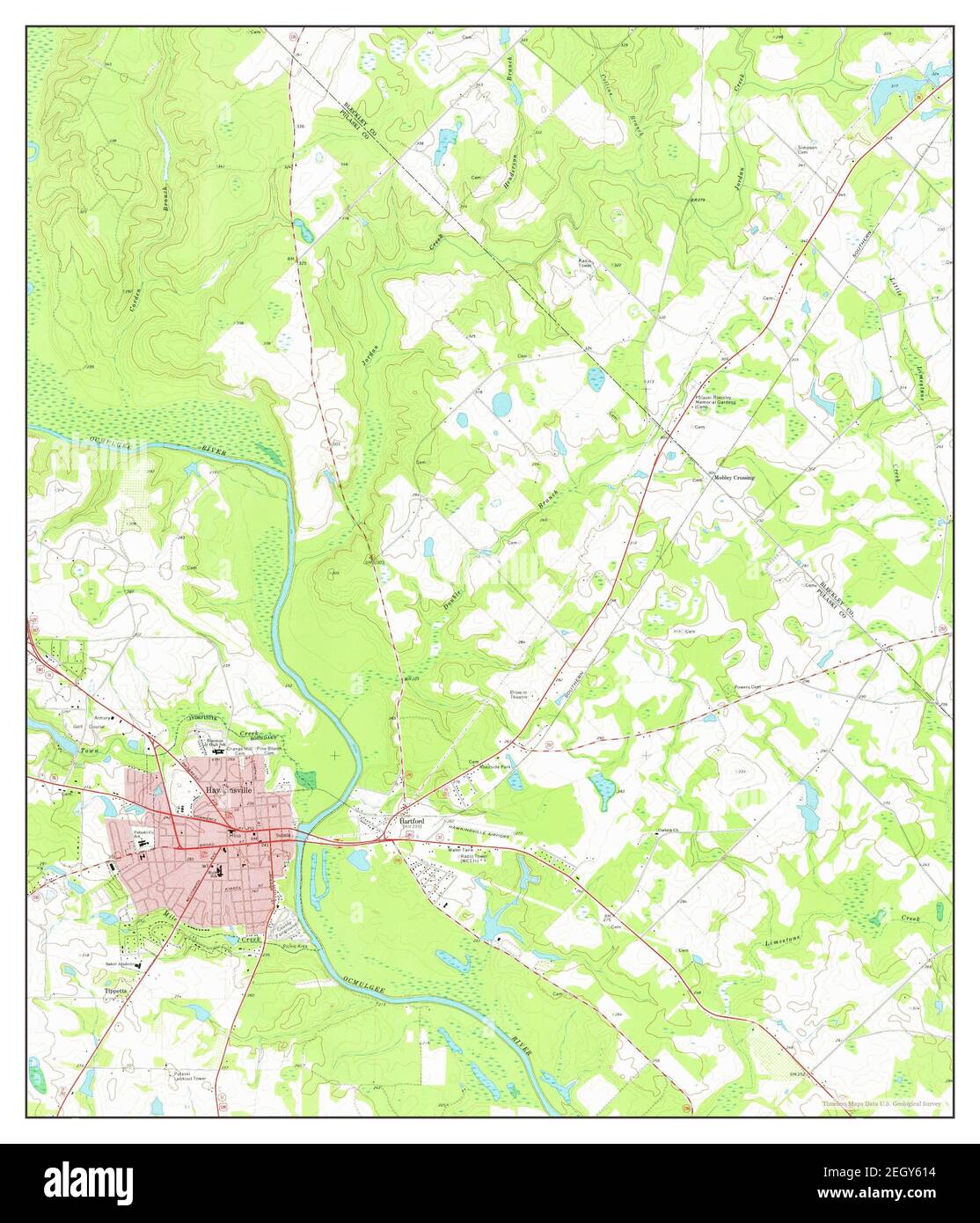Hawkinsville, map 1973, 124000, United States of America by