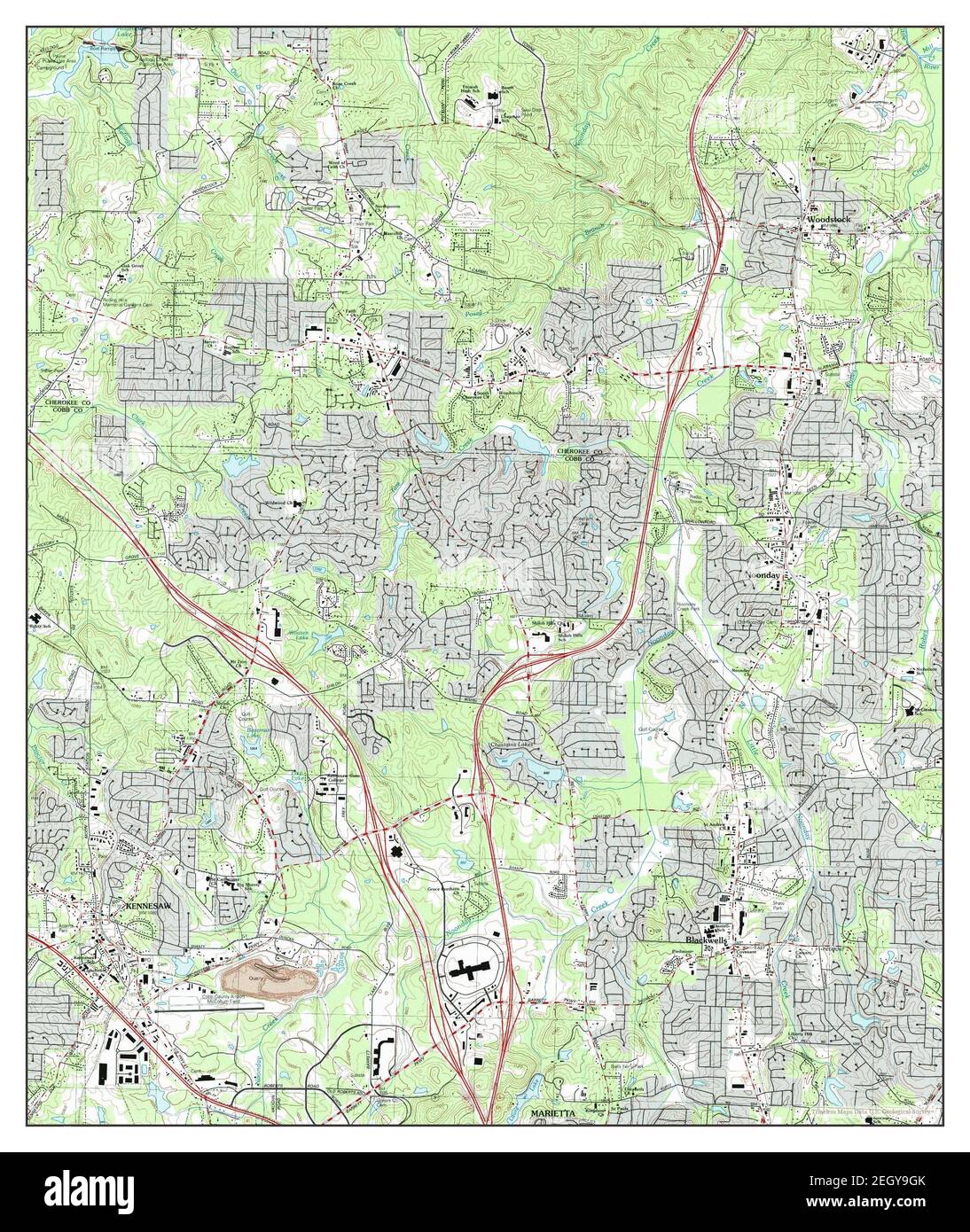 Kennesaw, map 1992, 124000, United States of America by