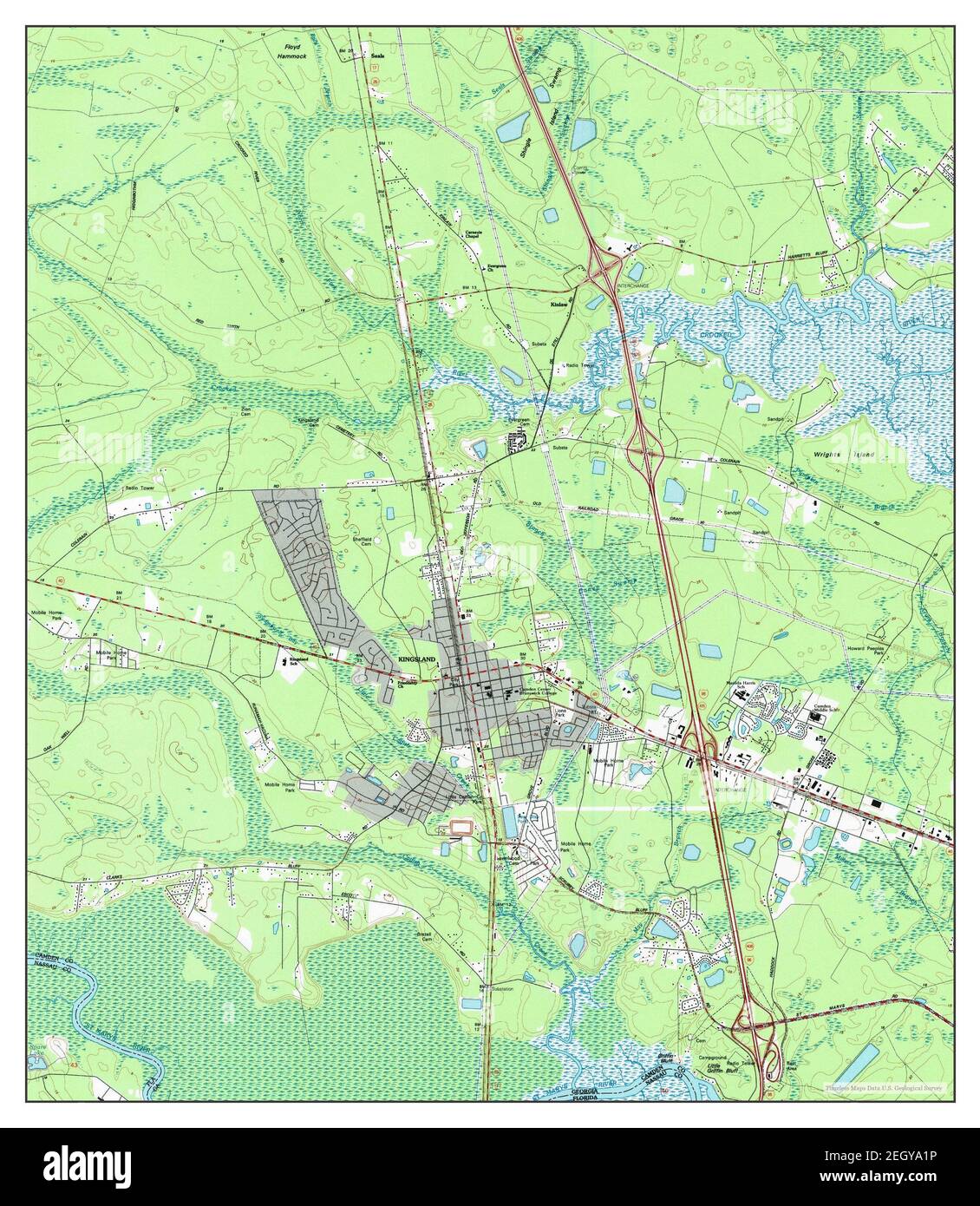 Kingsland, Georgia, map 1993, 1:24000, United States of America by Timeless Maps, data U.S. Geological Survey Stock Photo