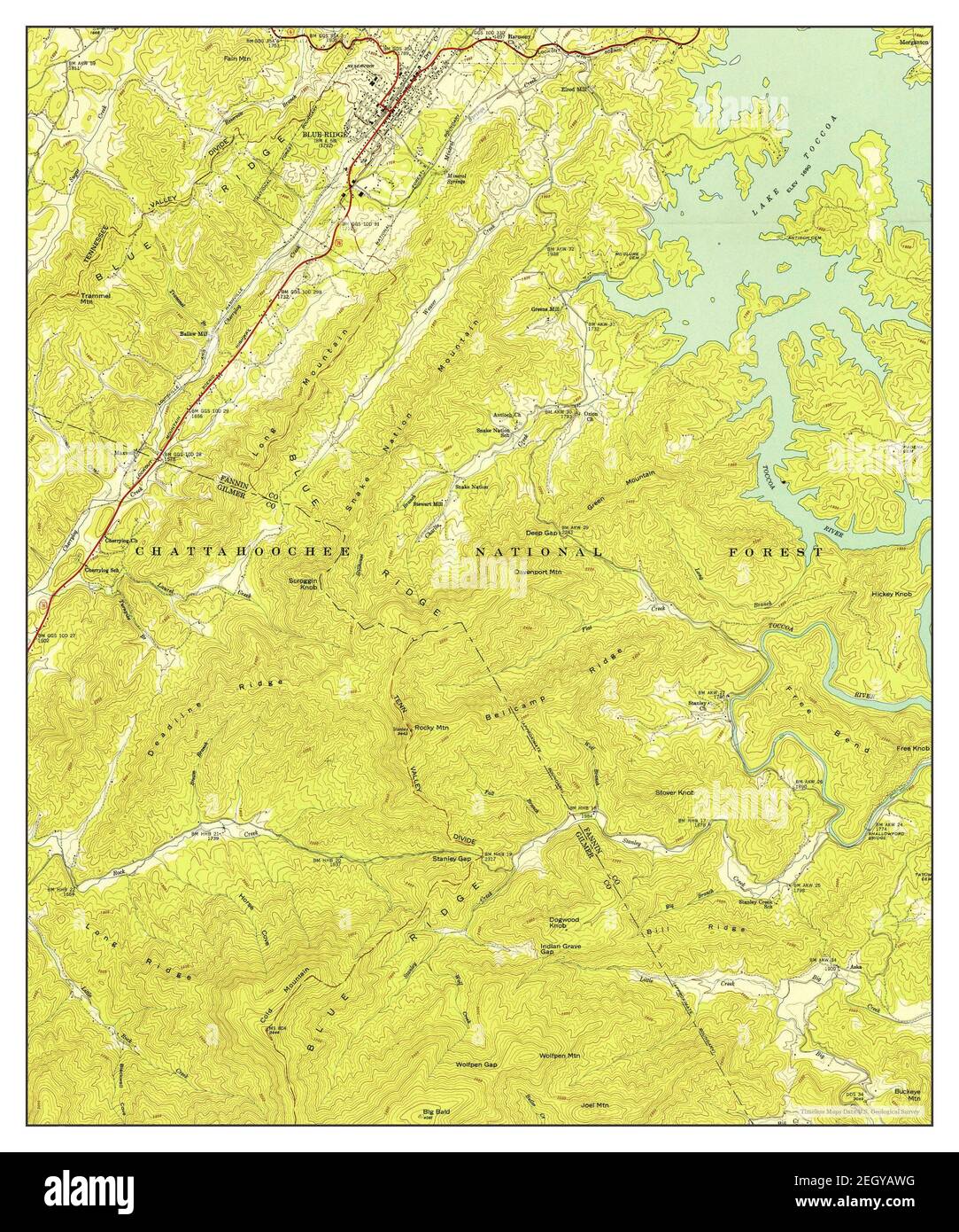 Lake Toccoa, map 1947, 124000, United States of America by
