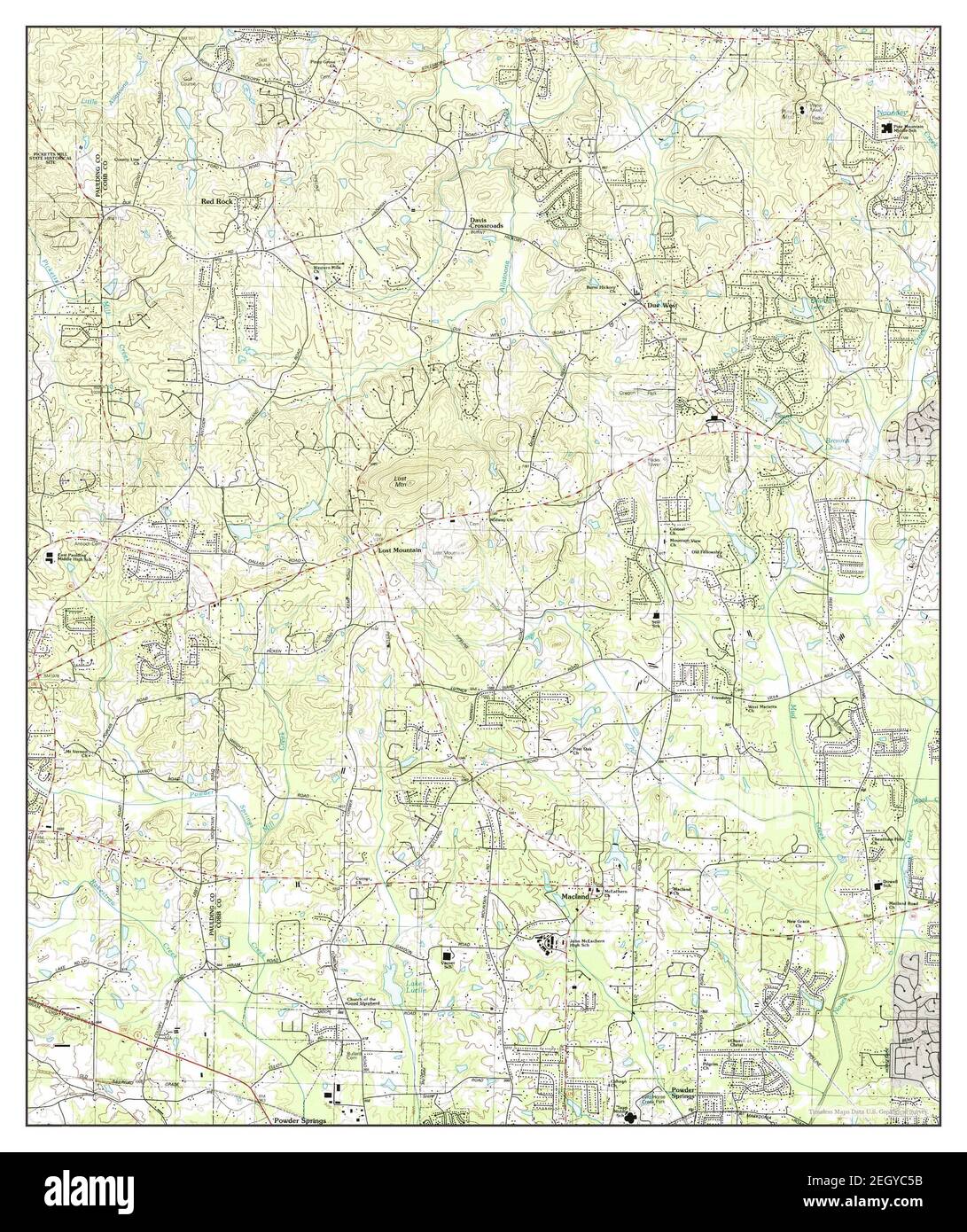 Lost Mountain, map 1992, 124000, United States of America by