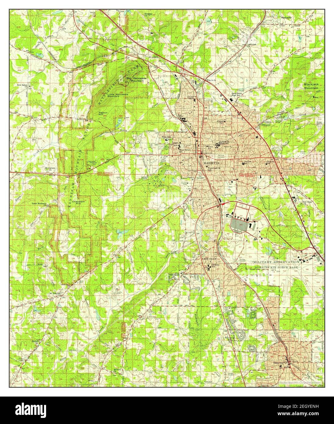 Marietta, Georgia, map 1954, 1:24000, United States of America by Timeless Maps, data U.S. Geological Survey Stock Photo