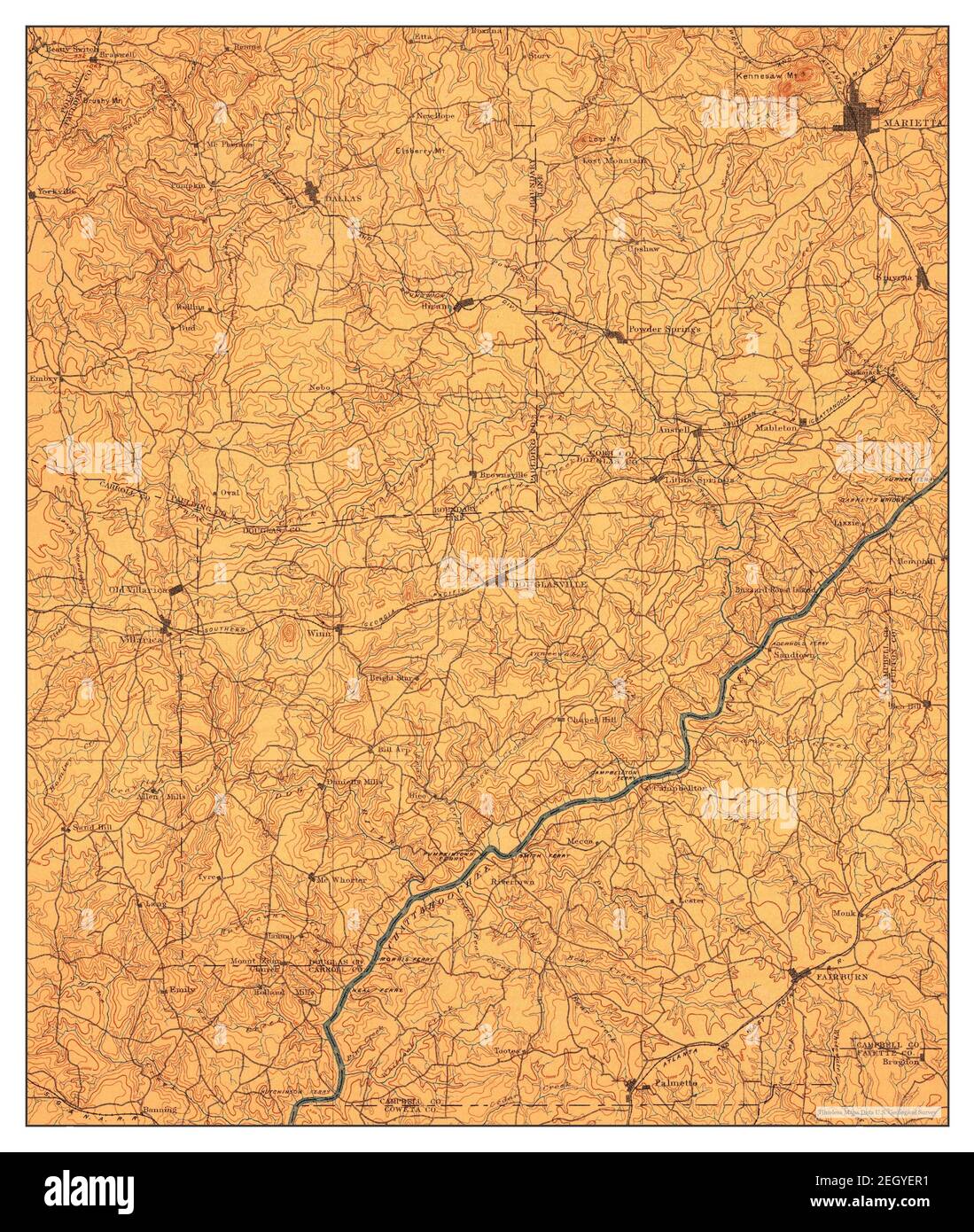 Marietta, Georgia, map 1901, 1:125000, United States of America by Timeless Maps, data U.S. Geological Survey Stock Photo