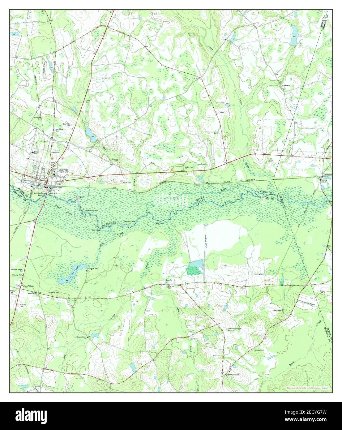 Midville, map 1974, 124000, United States of America by