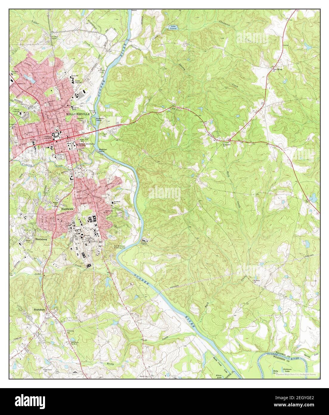 Milledgeville, Georgia, map 1972, 1:24000, United States of America by Timeless Maps, data U.S. Geological Survey Stock Photo