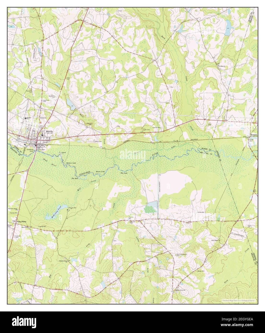 Midville, map 1974, 124000, United States of America by