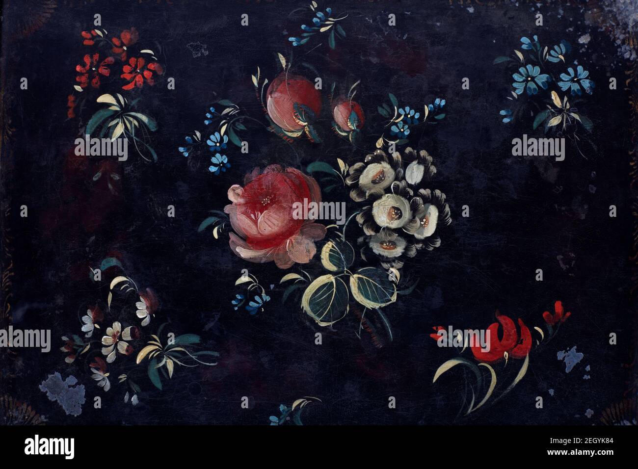 Flower bunch painted on old, black background Stock Photo