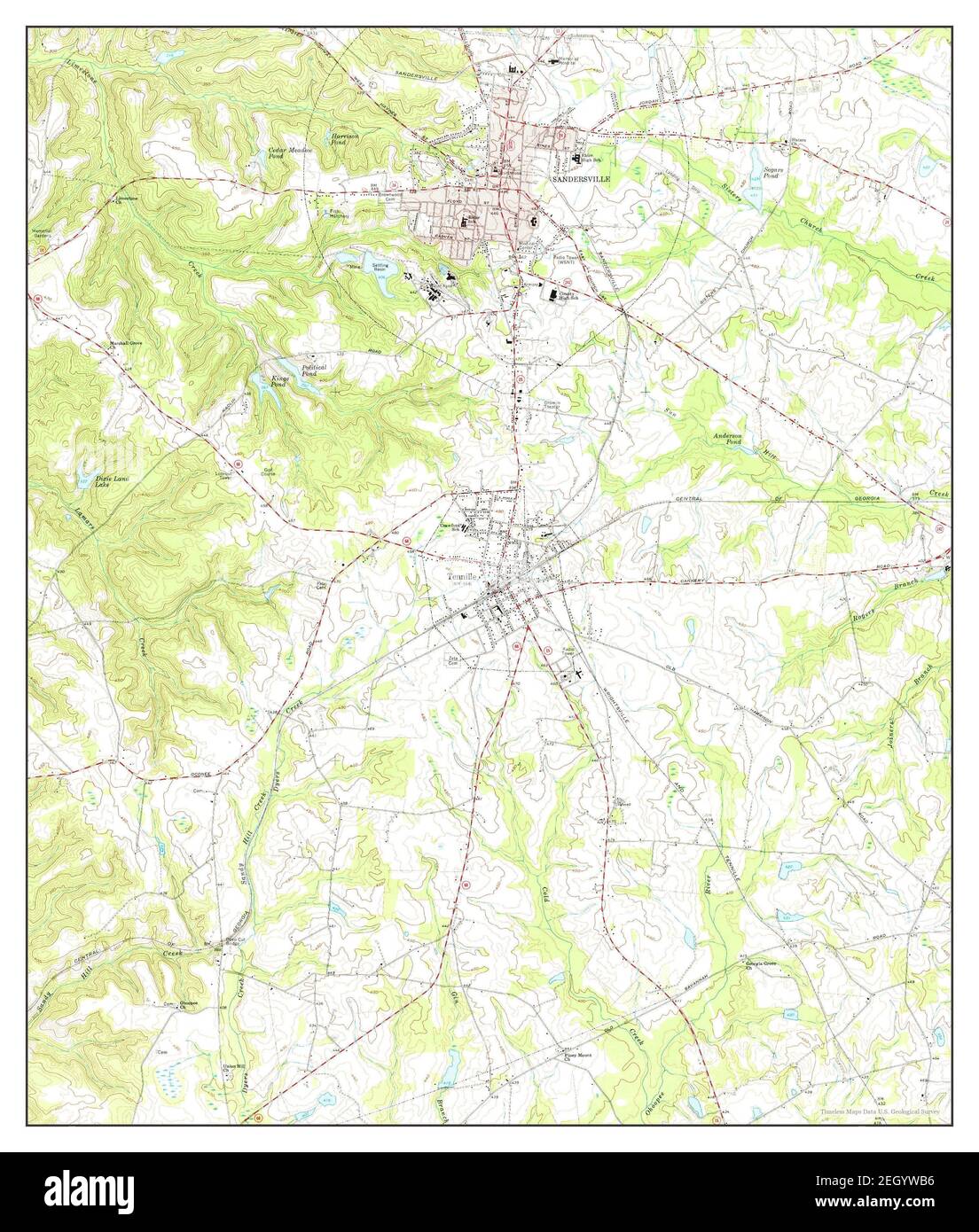 Sandersville, map 1962, 124000, United States of America by