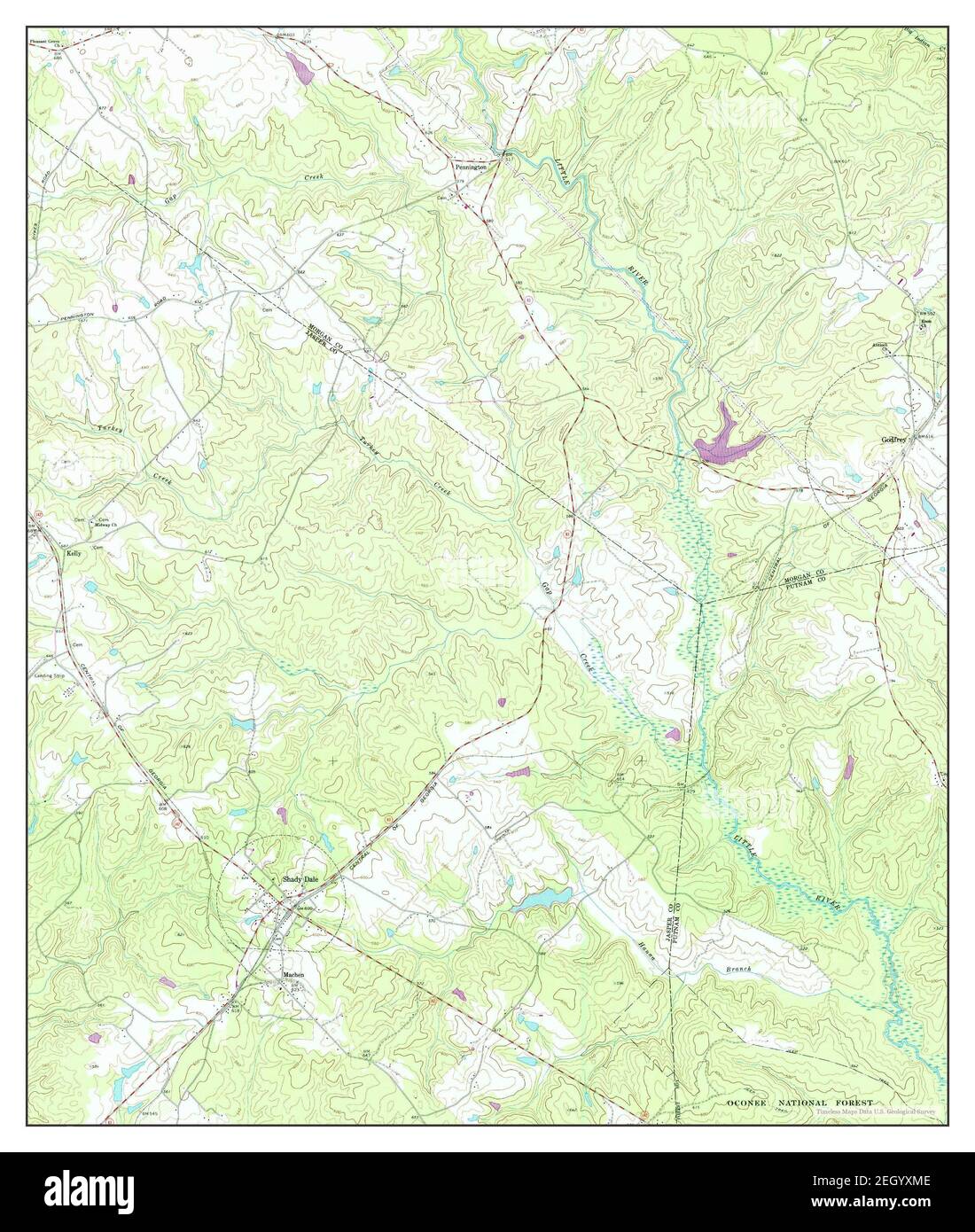 Shady Dale, map 1972, 124000, United States of America by