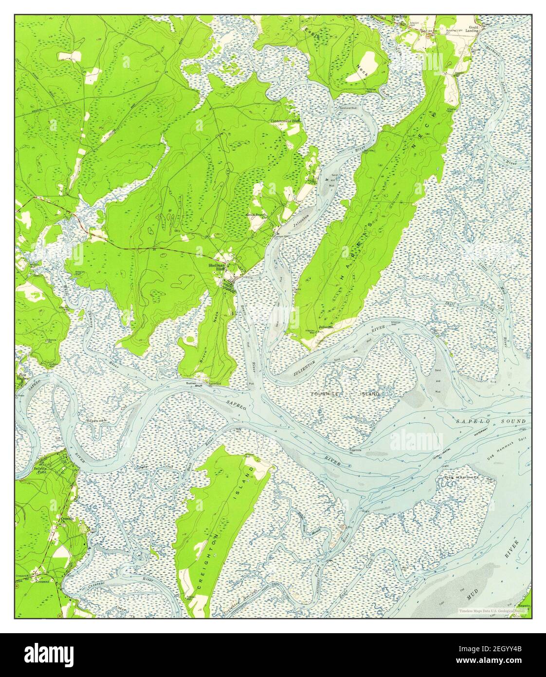 Shellman Bluff, map 1954, 124000, United States of America by