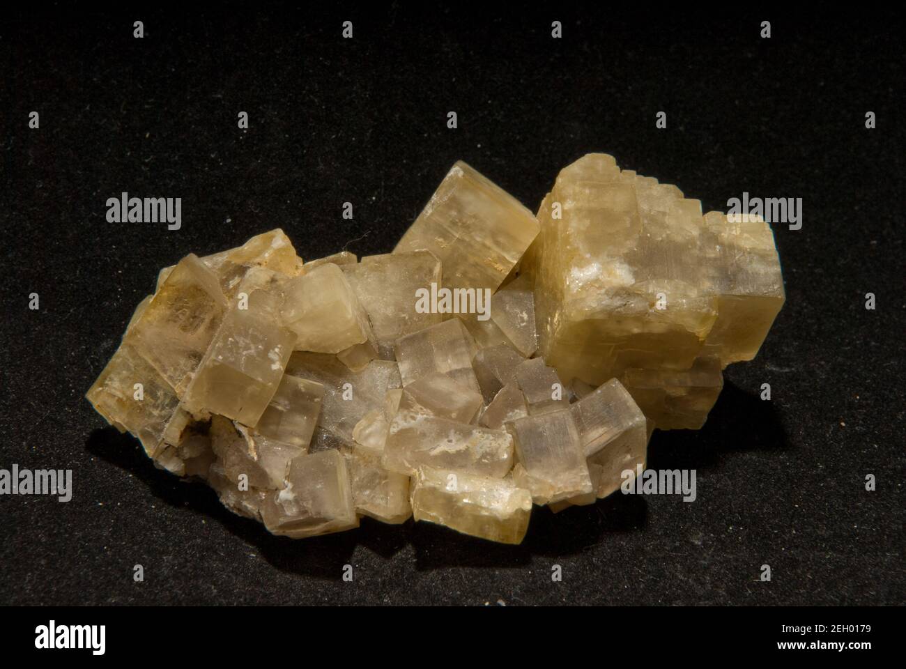 Closeup shot of Baryte mineral isolated on a black background Stock Photo