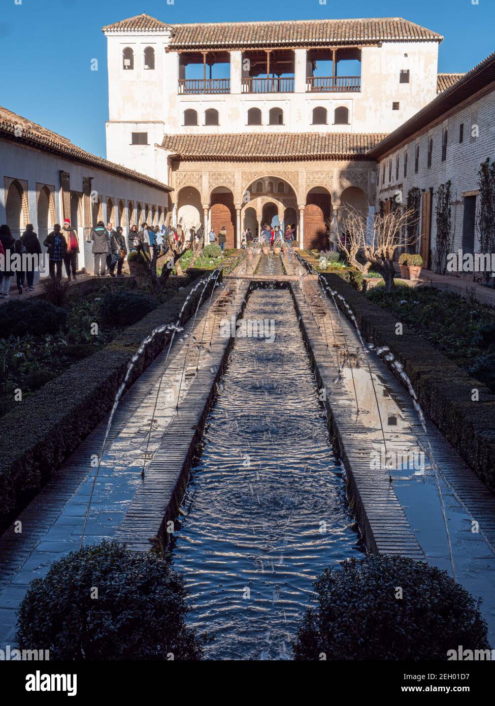 The Patio de la Acequia Alhambra Granada Spain Europe Stock Photo