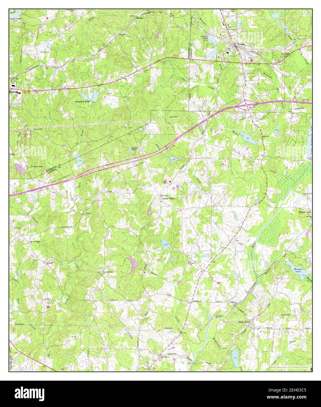 Temple, map 1973, 124000, United States of America by