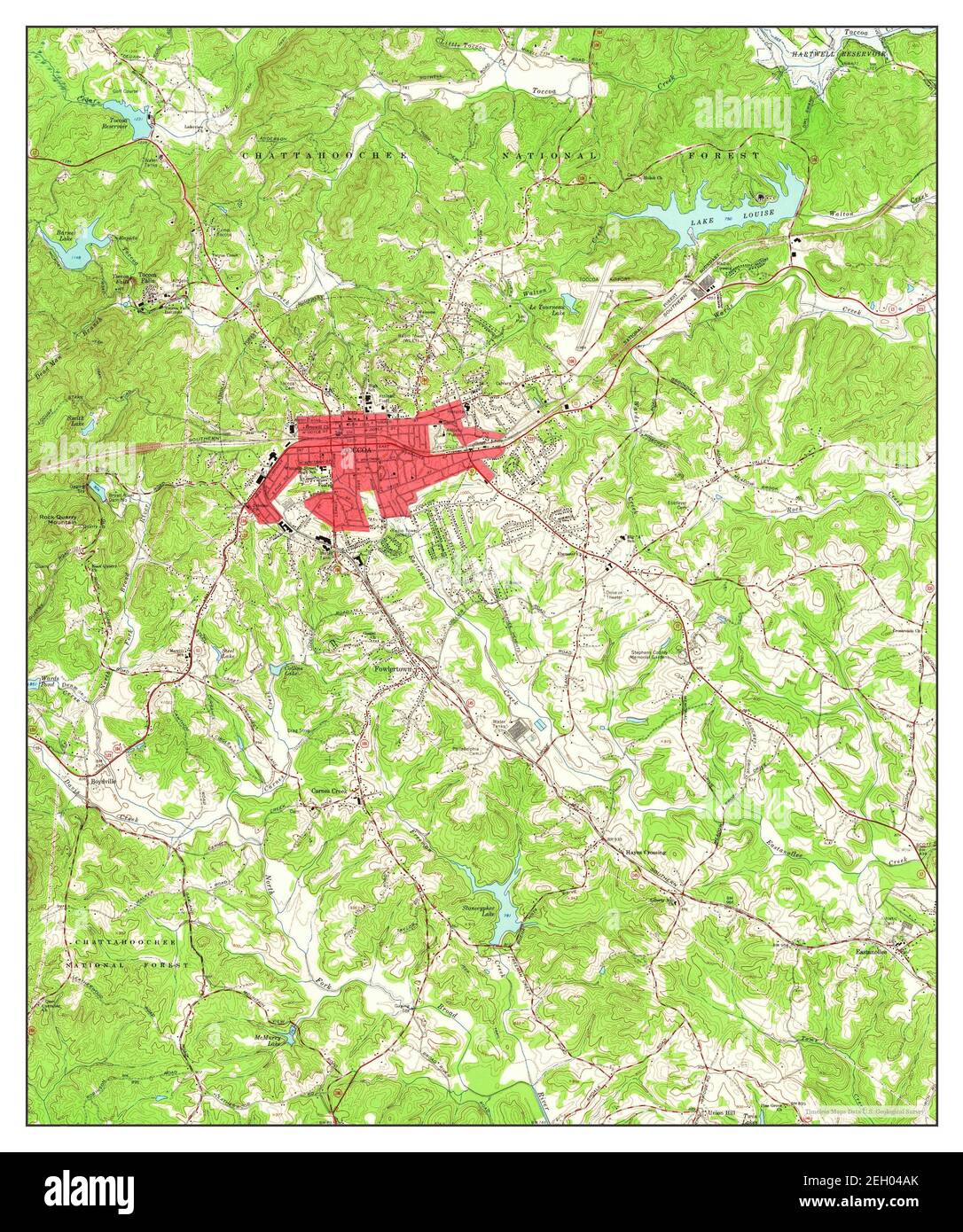 Toccoa, map 1964, 124000, United States of America by