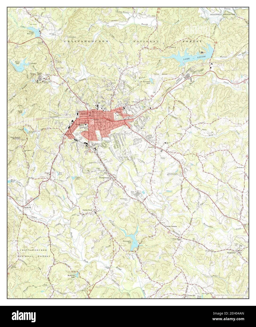 Toccoa, map 1964, 124000, United States of America by