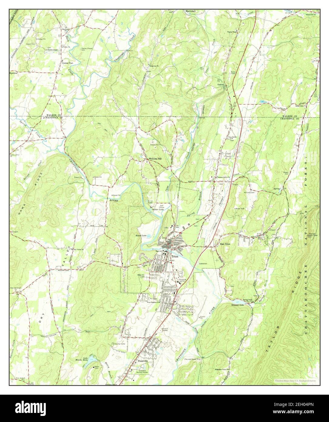 Trion, Georgia, map 1967, 1:24000, United States of America by Timeless Maps, data U.S. Geological Survey Stock Photo
