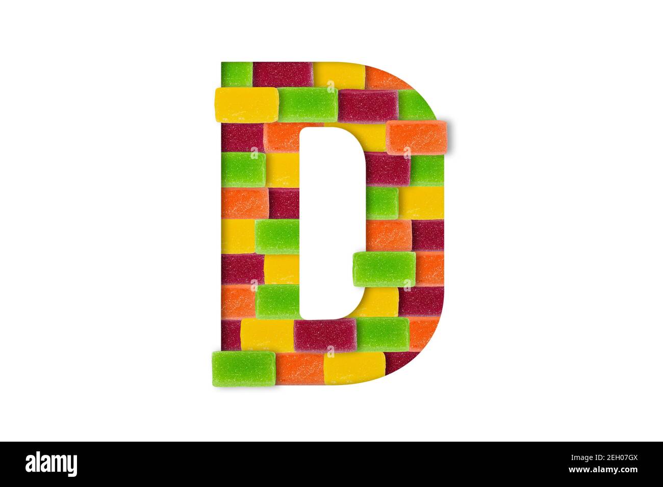 Candy or sweets alphabet isolated on white background. Latin Food