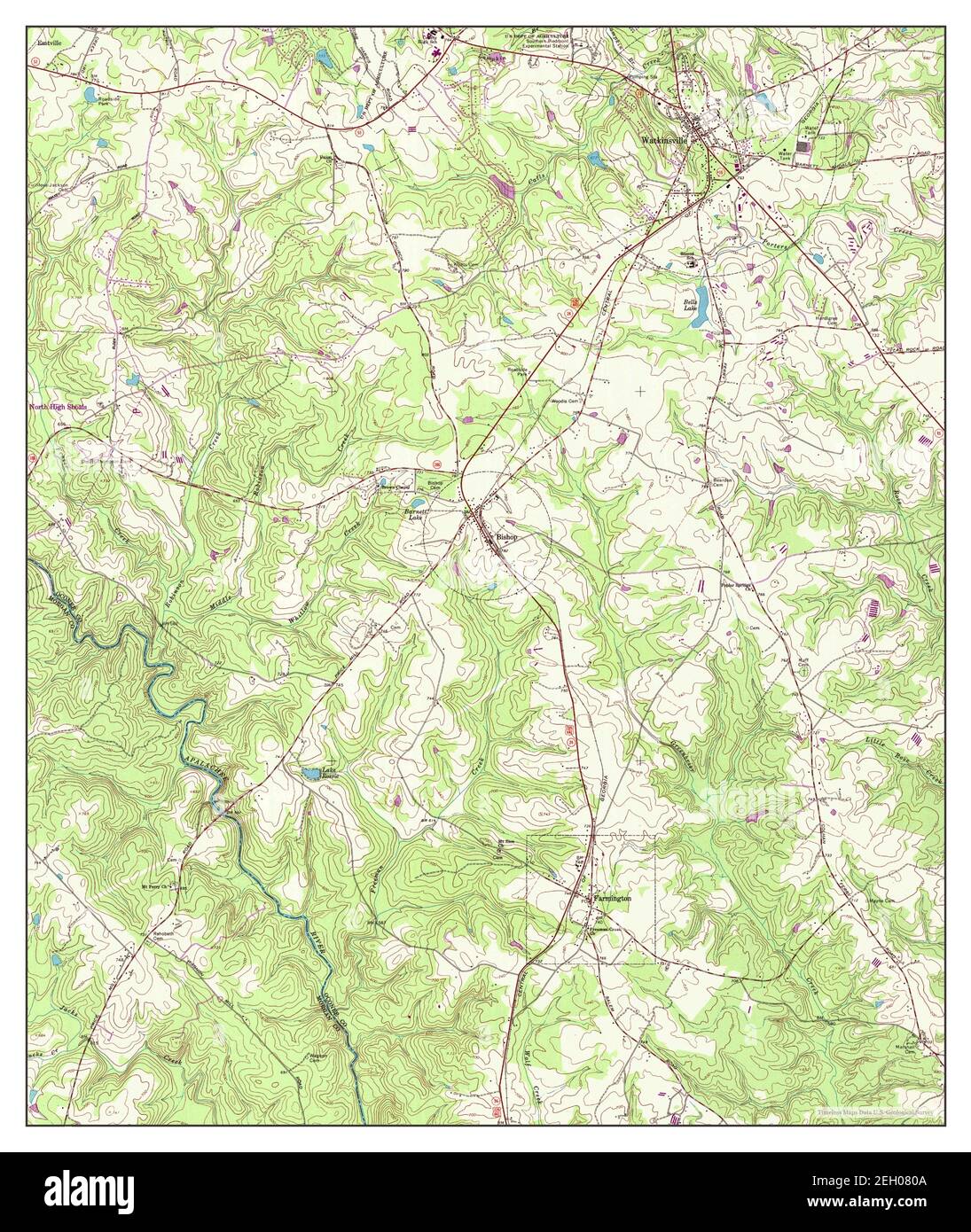 Watkinsville, map 1964, 124000, United States of America by