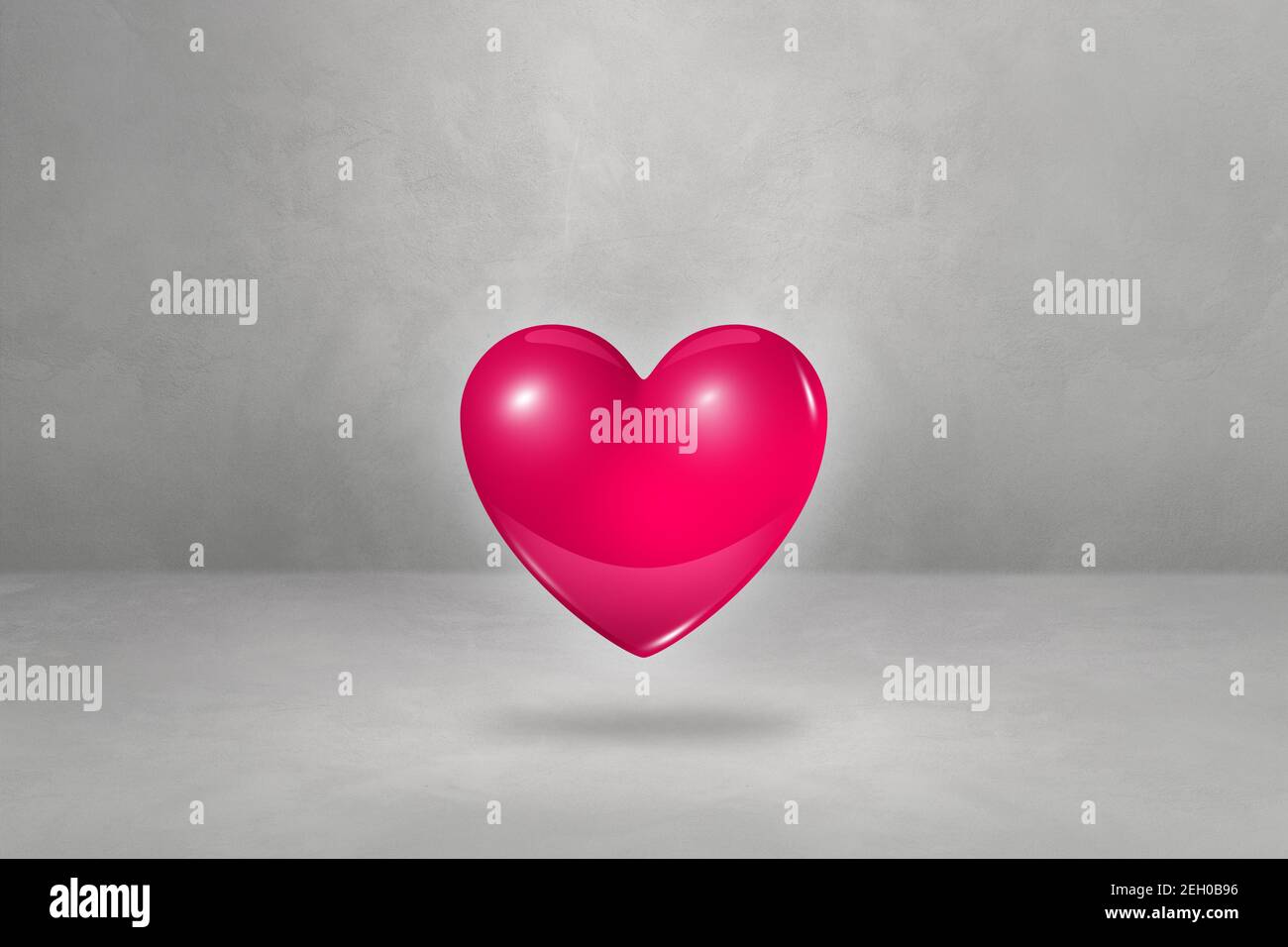 3D pink heart isolated on a concrete studio background. 3D illustration ...