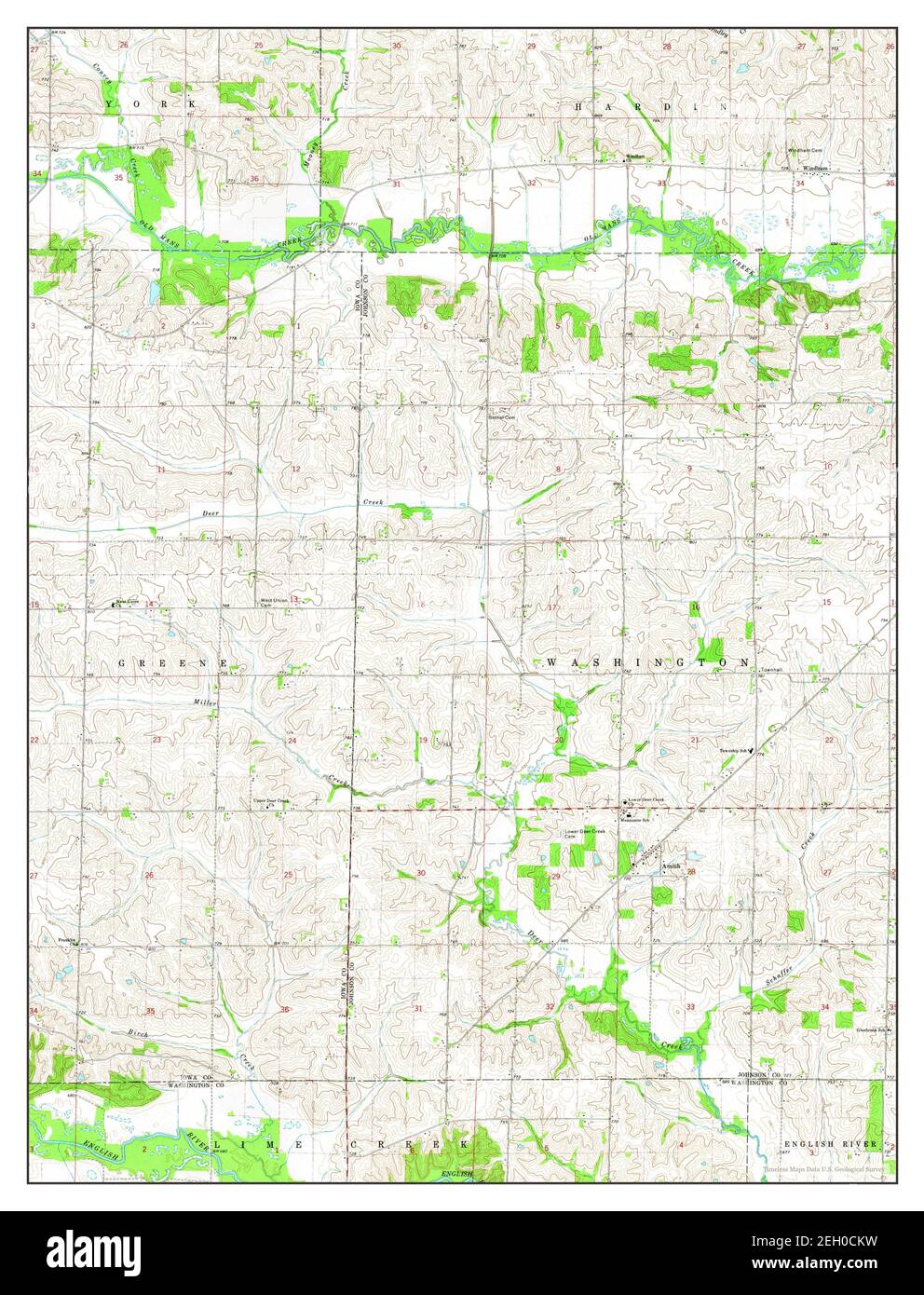 Amish, Iowa, map 1973, 124000, United States of America by Timeless Maps, data U.S. Geological