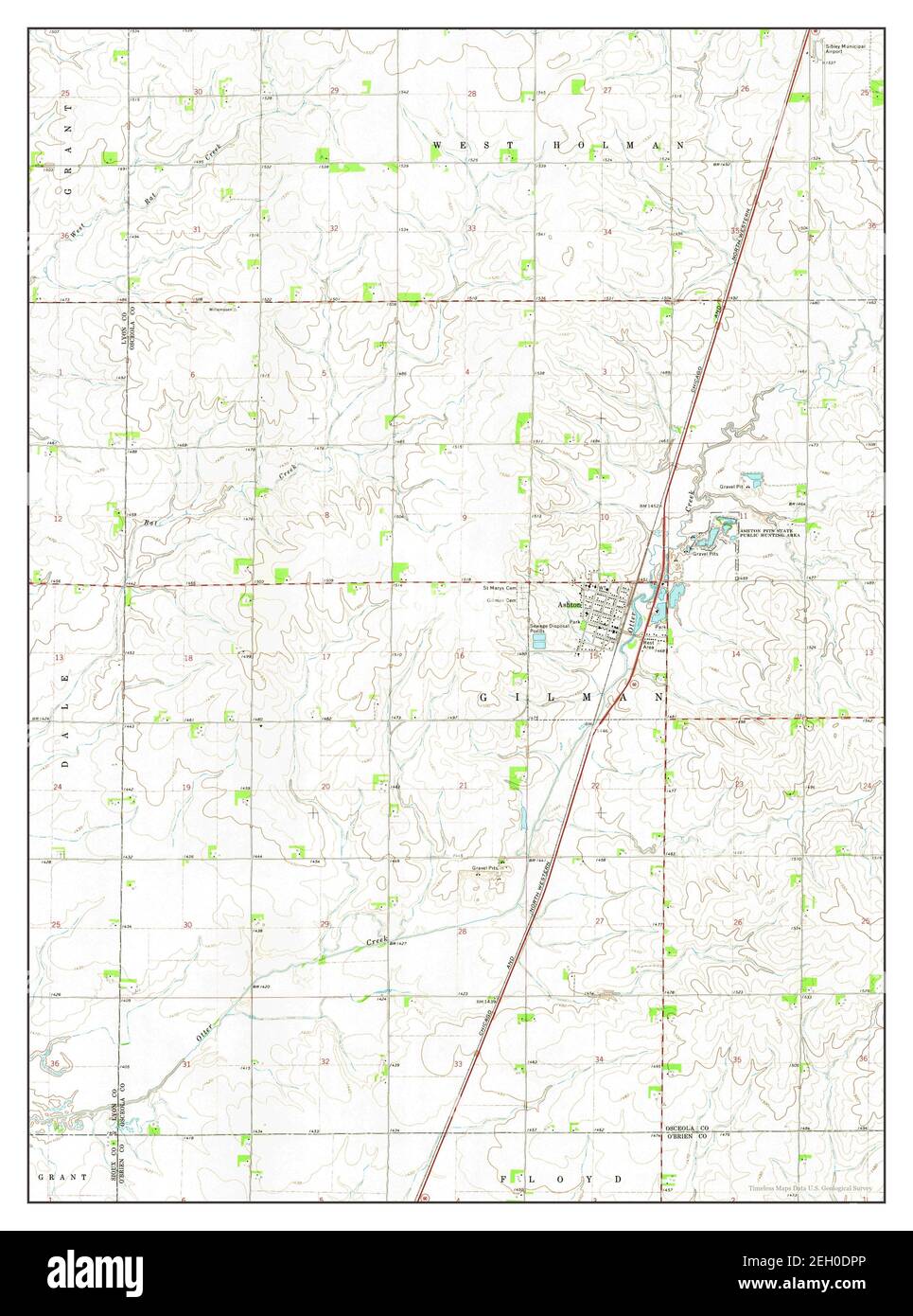 Ashton, Iowa, map 1972, 124000, United States of America by Timeless