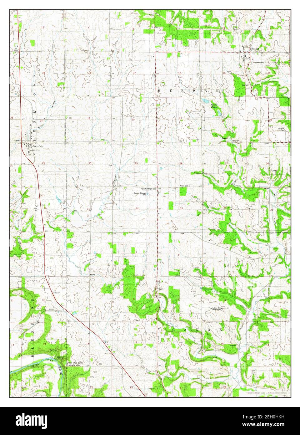 Burr Oak, Iowa, map 1981, 1:24000, United States of America by Timeless Maps, data U.S. Geological Survey Stock Photo