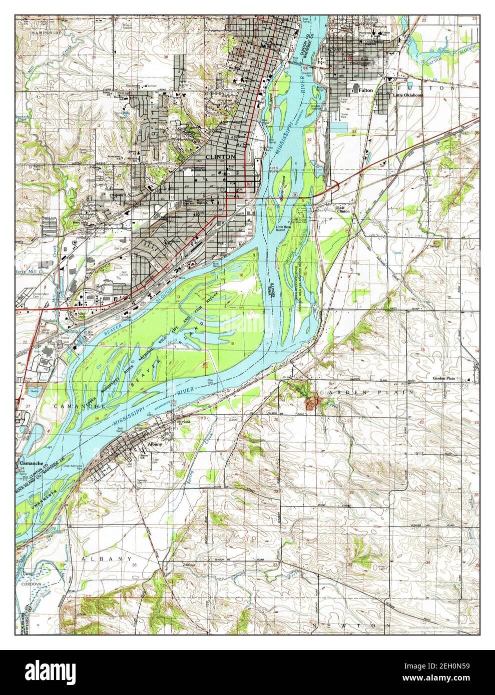 Clinton, Iowa, map 1991, 124000, United States of America by Timeless Maps, data U.S