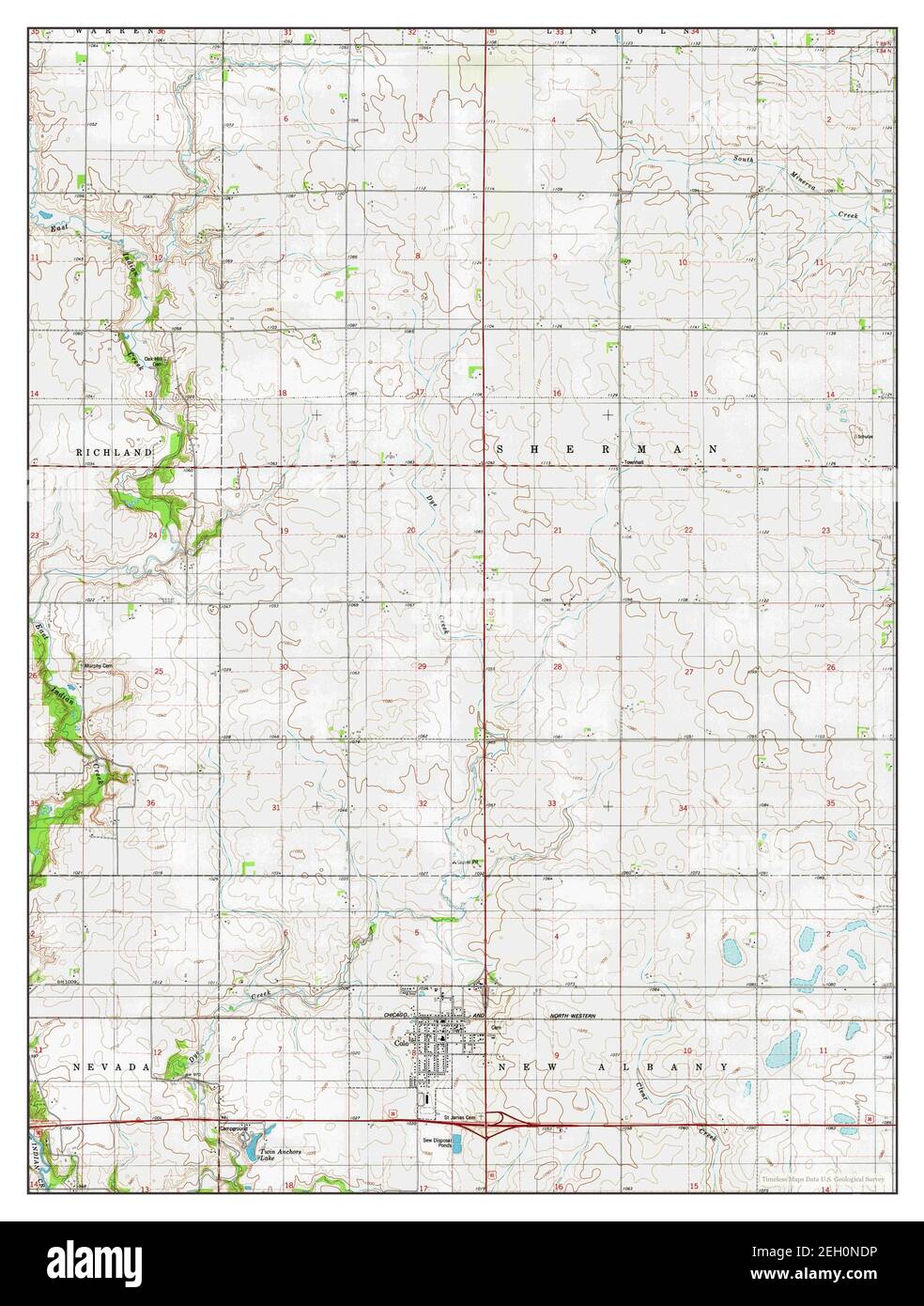 Colo, Iowa, map 1975, 124000, United States of America by Timeless