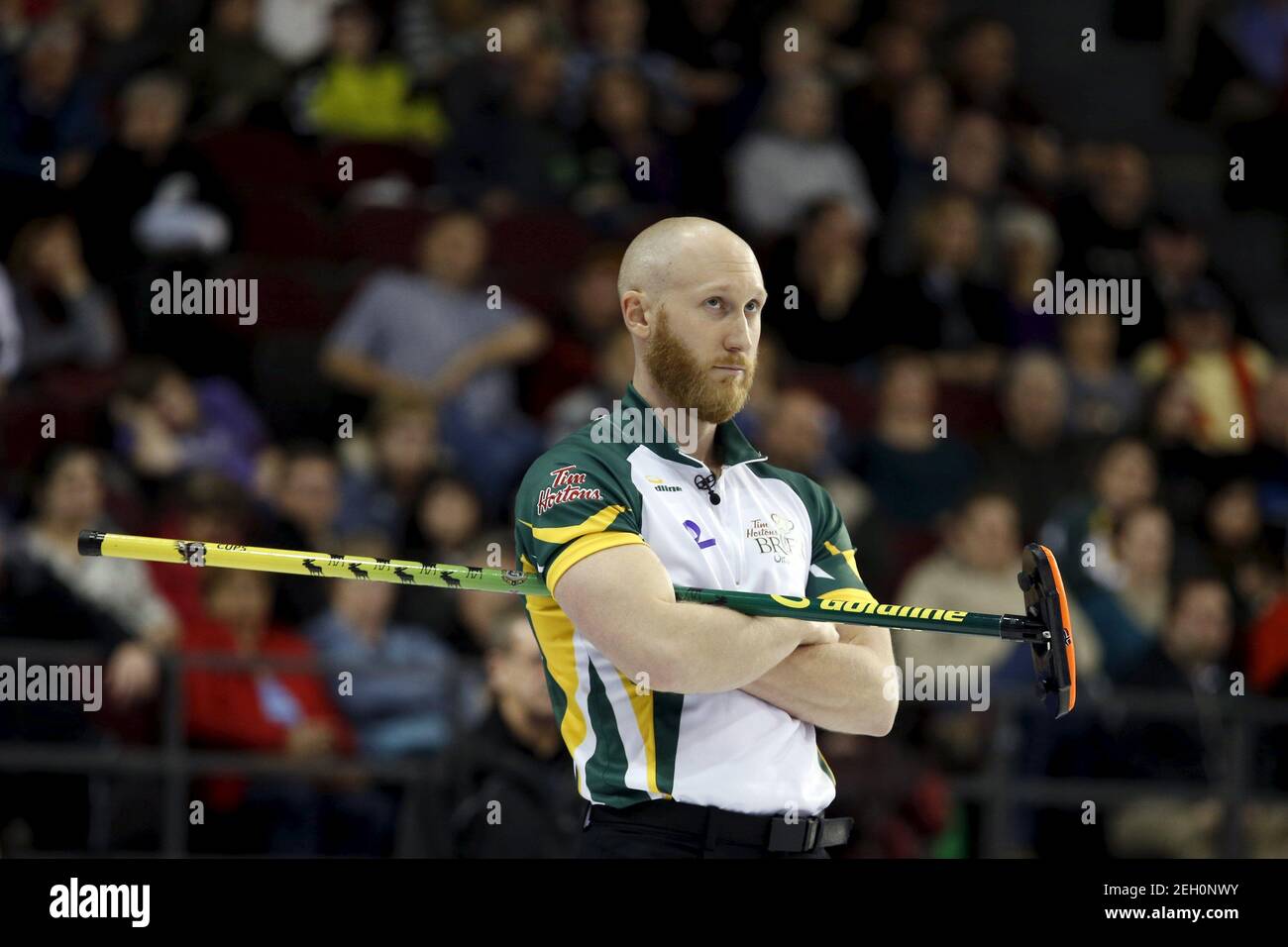 Team Northern Ontario skip Brad Jacobs looks on during an extra end of play against against Team Newfoundland and Labrador at the Brier curling championships in Ottawa, Canada, March 11, 2016. REUTERS/Chris Wattie   Picture Supplied by Action Images Stock Photo