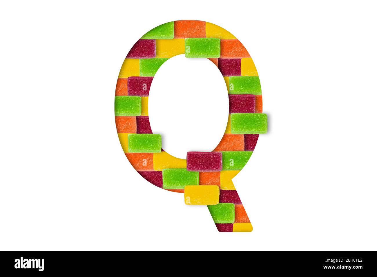 Candy or sweets alphabet isolated on white background. Latin Food