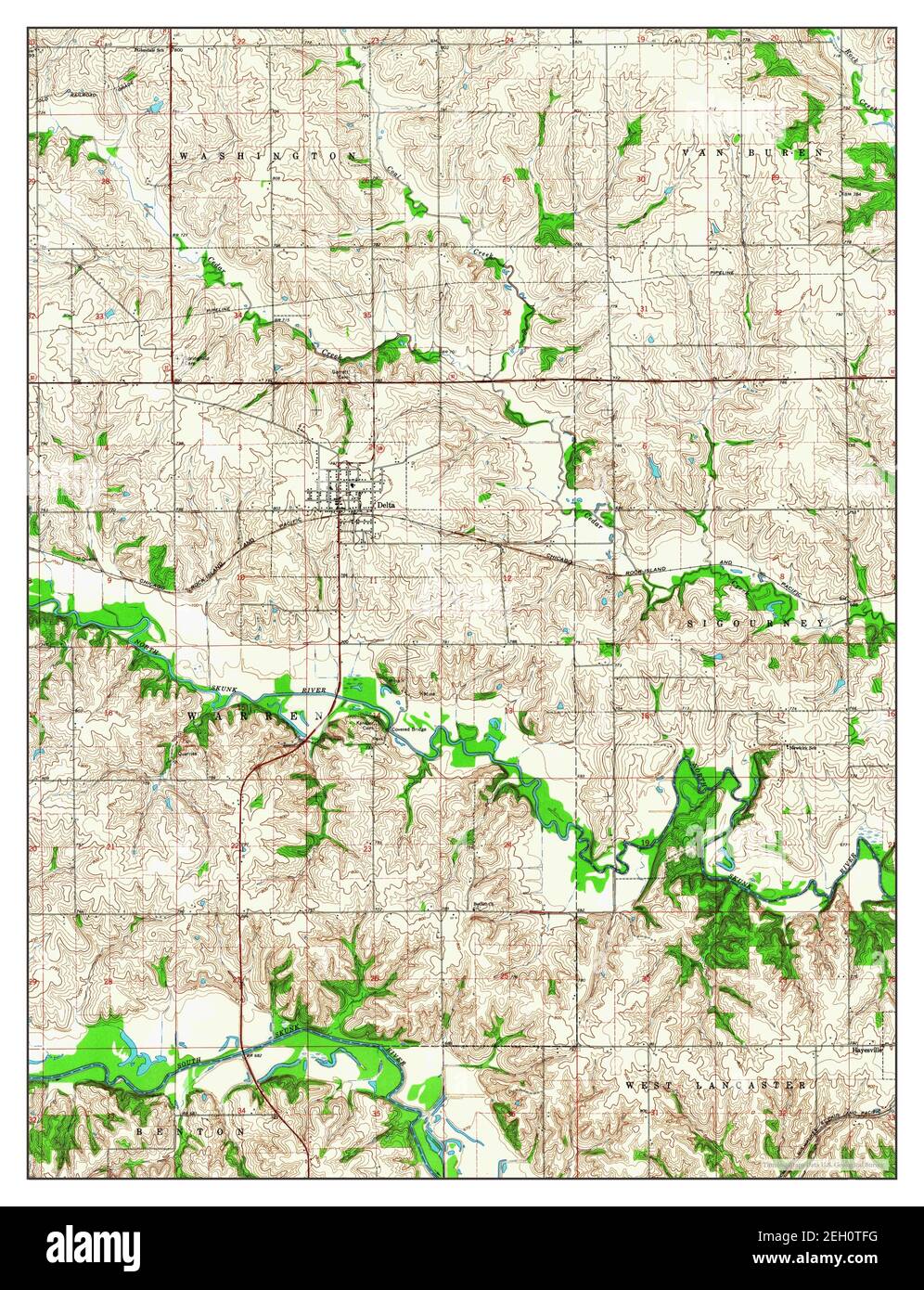 Delta, Iowa, map 1965, 124000, United States of America by Timeless