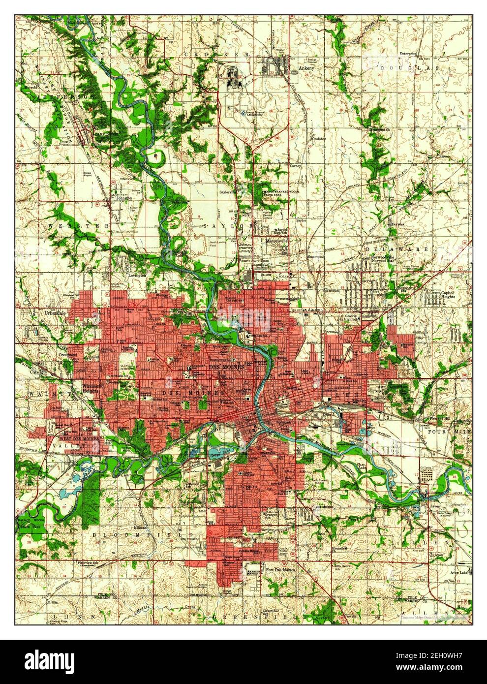 Des Moines, Iowa, map 1956, 1:62500, United States of Des Moines, Iowa, map 1956, 1:62500, United States of
