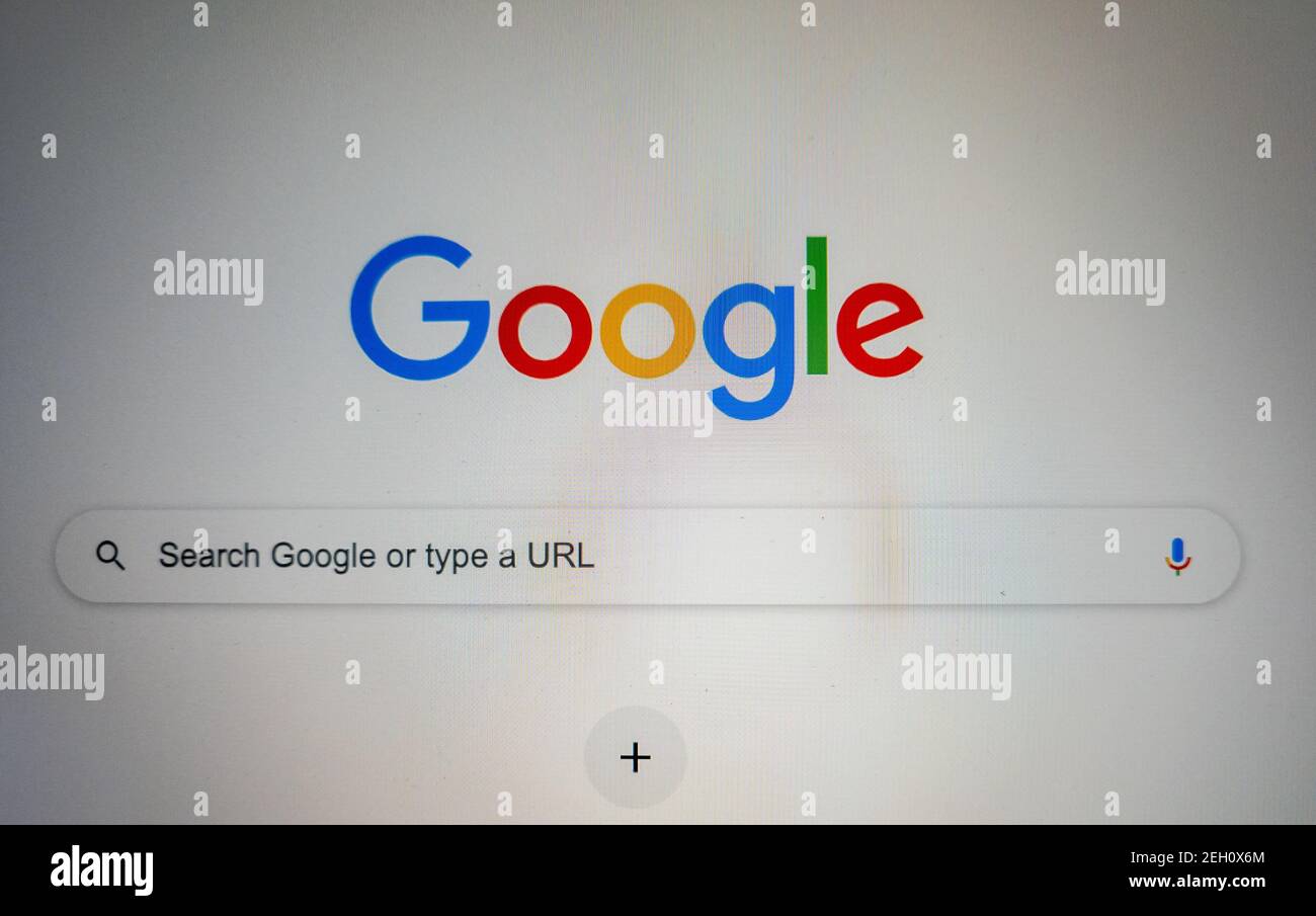 The icon on a computer screen of the American big tech company Google. The most popular internet search engine. Stock Photo