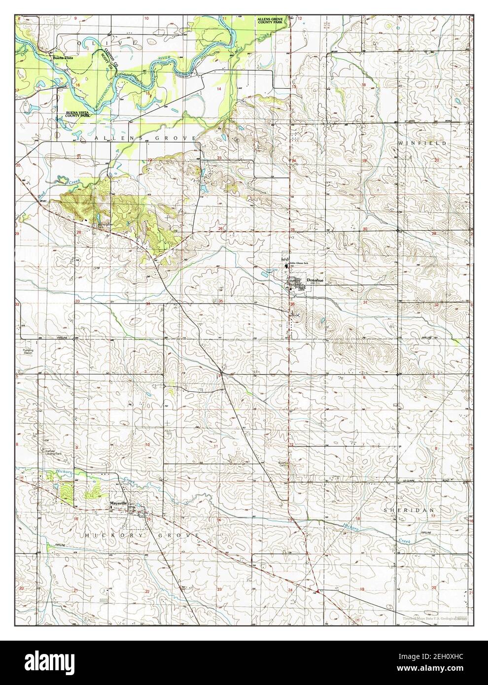 Donahue, Iowa, map 1991, 1:24000, United States of America by Timeless