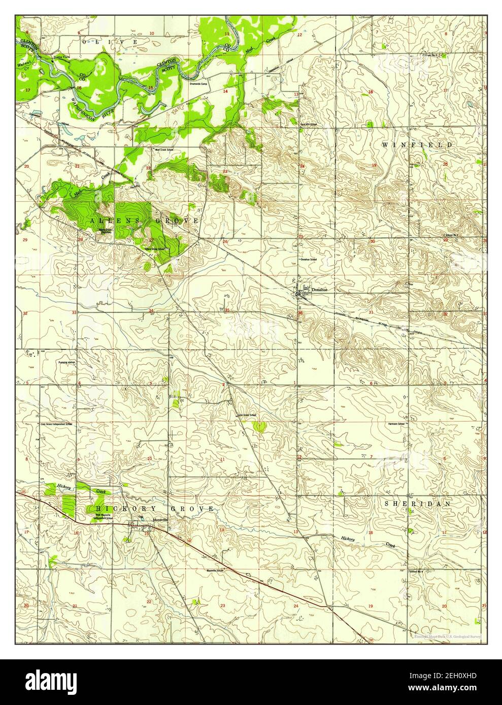 Donahue, Iowa, map 1953, 1:24000, United States of America by Timeless